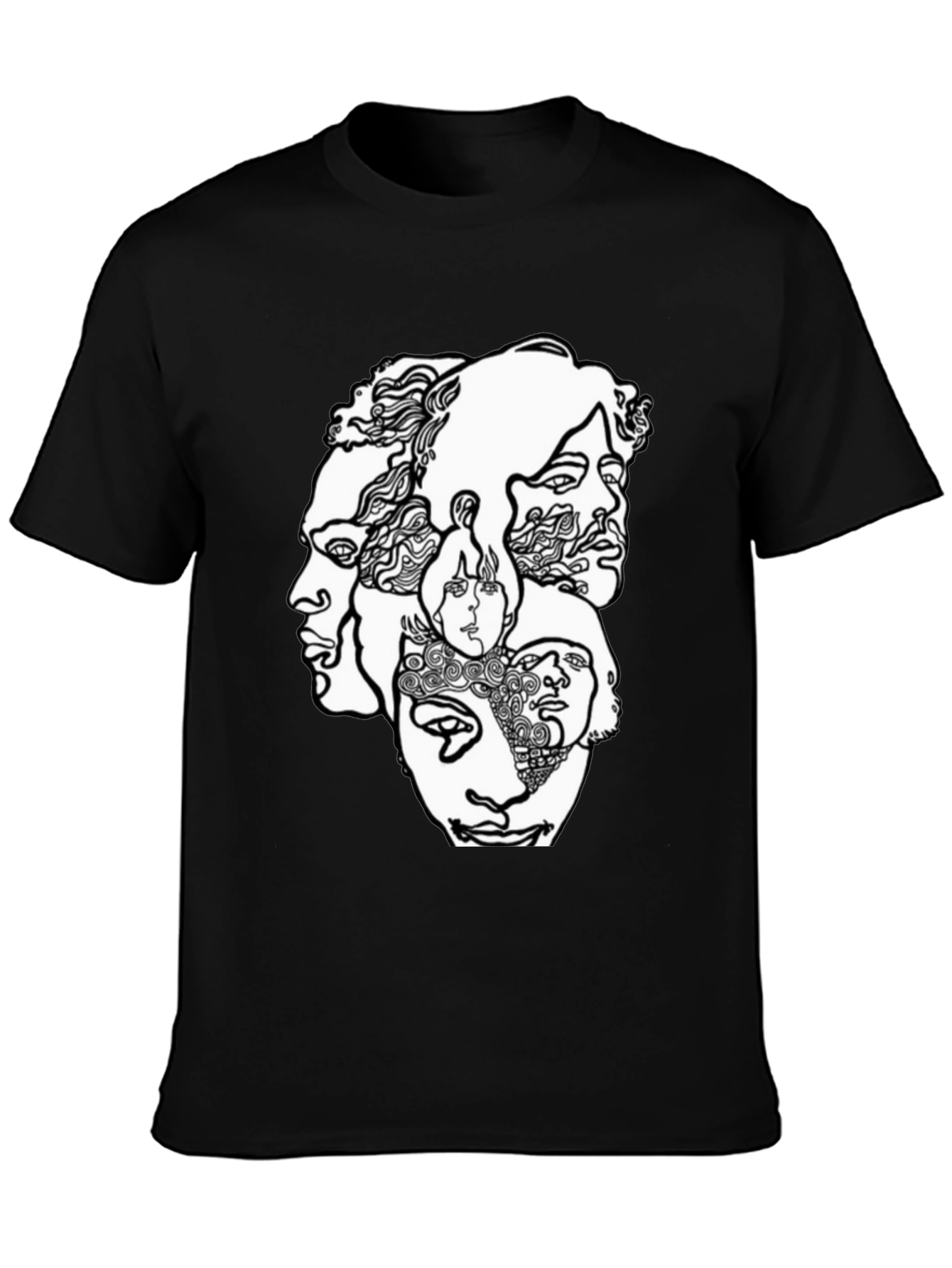 Abstract Faces Graphic T-Shirt - Unisex Crew Neck