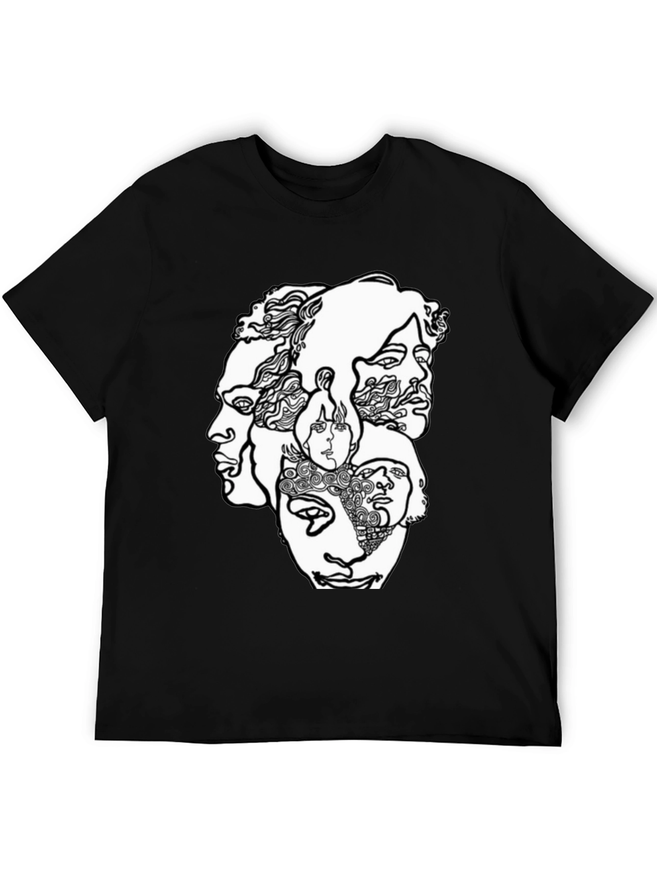Abstract Faces Graphic T-Shirt - Unisex Crew Neck