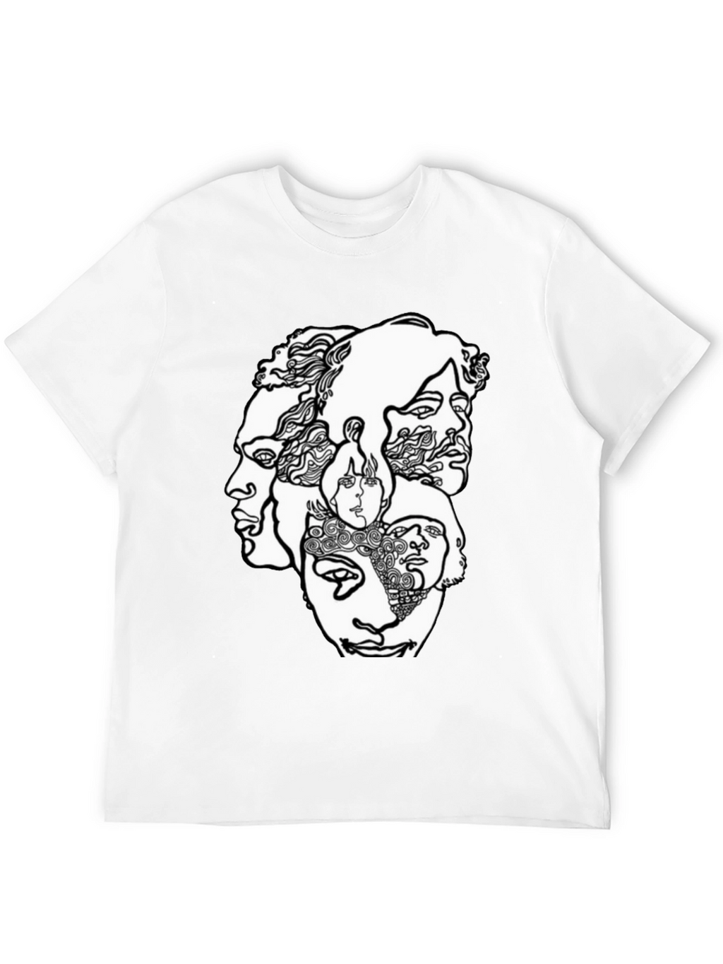Abstract Faces Graphic T-Shirt - Unisex Crew Neck