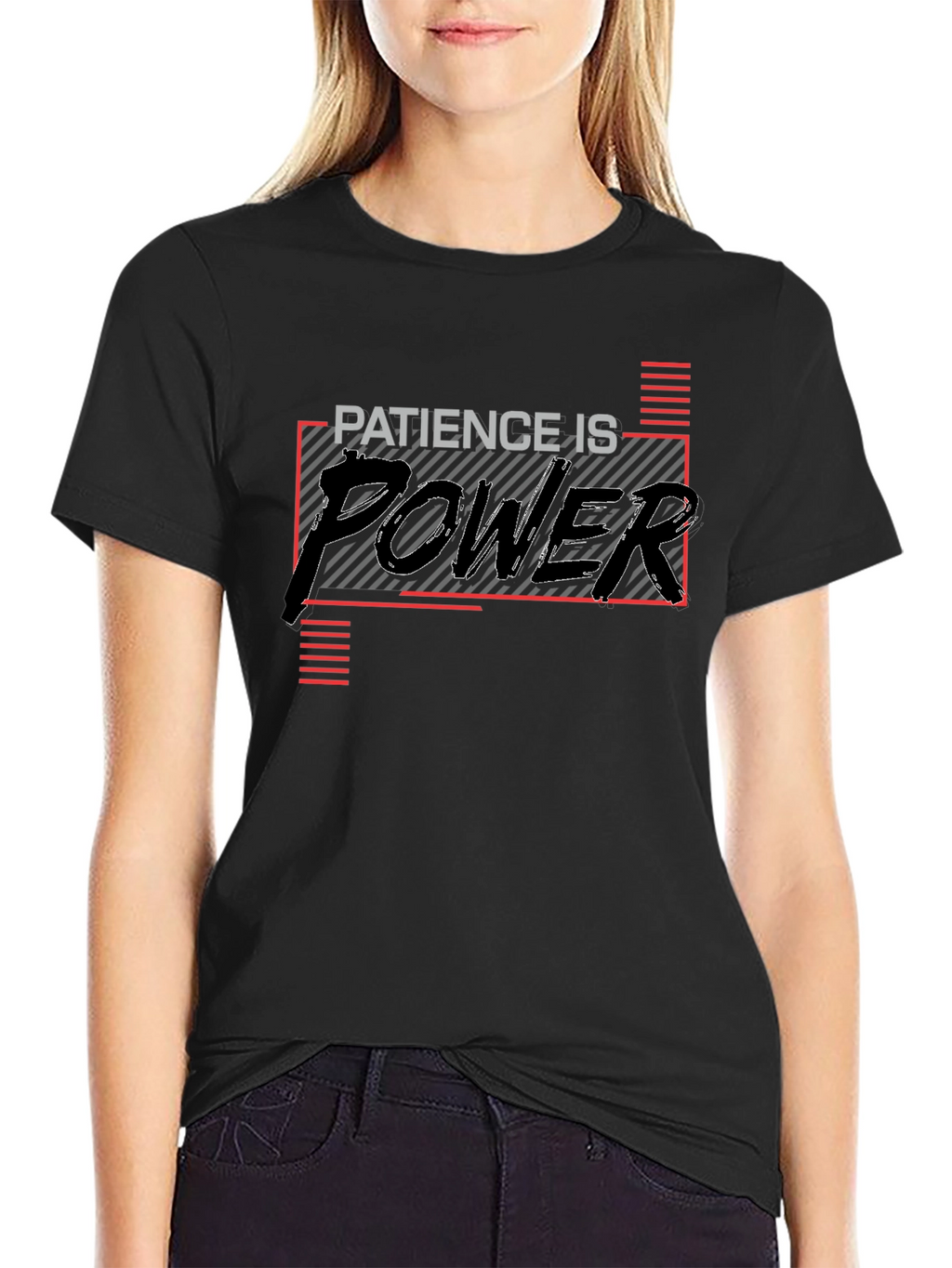 Patience is Power Graphic Tee - Motivational Black T-Shirt