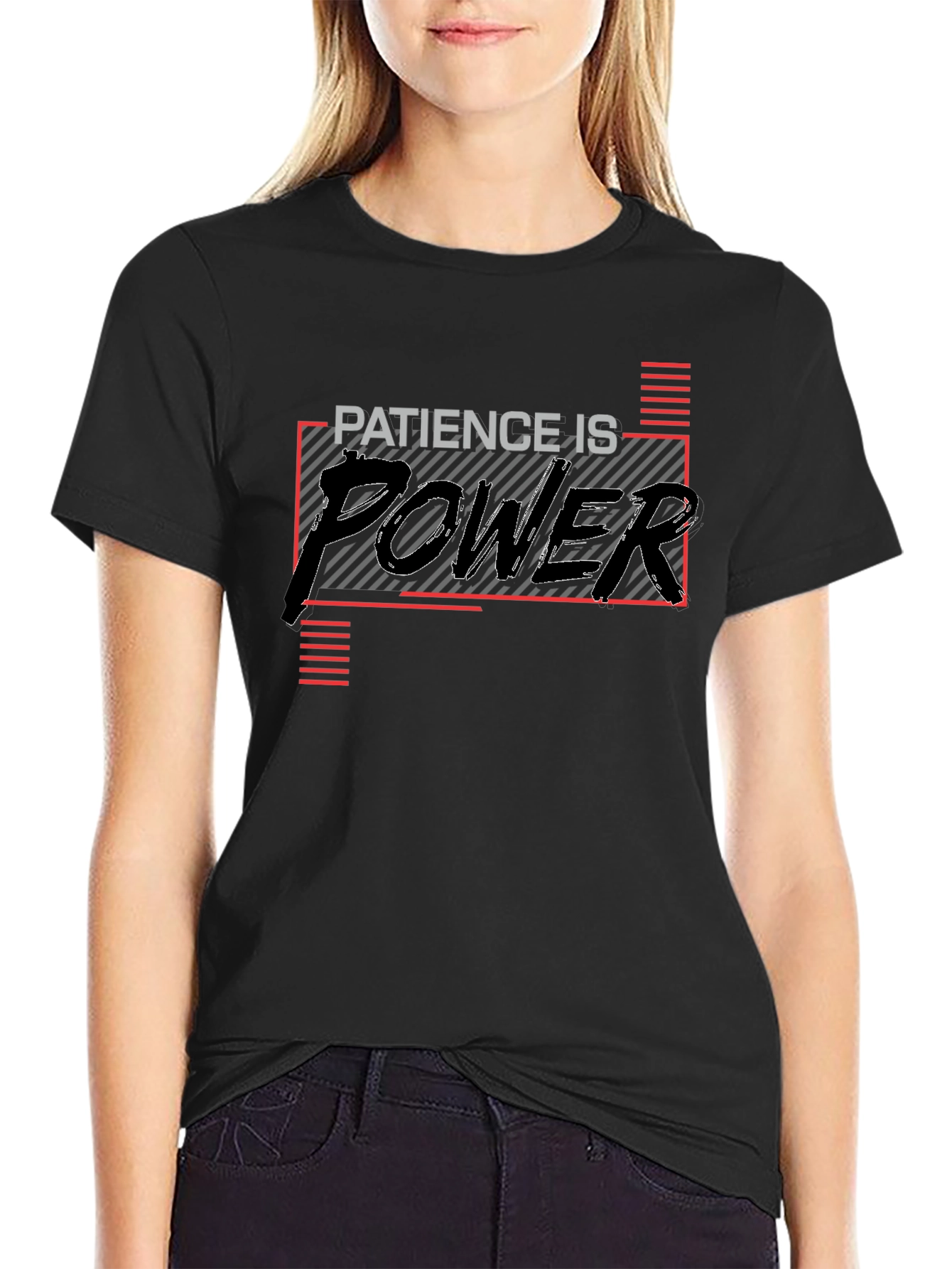 Patience is Power Graphic Tee - Motivational Black T-Shirt