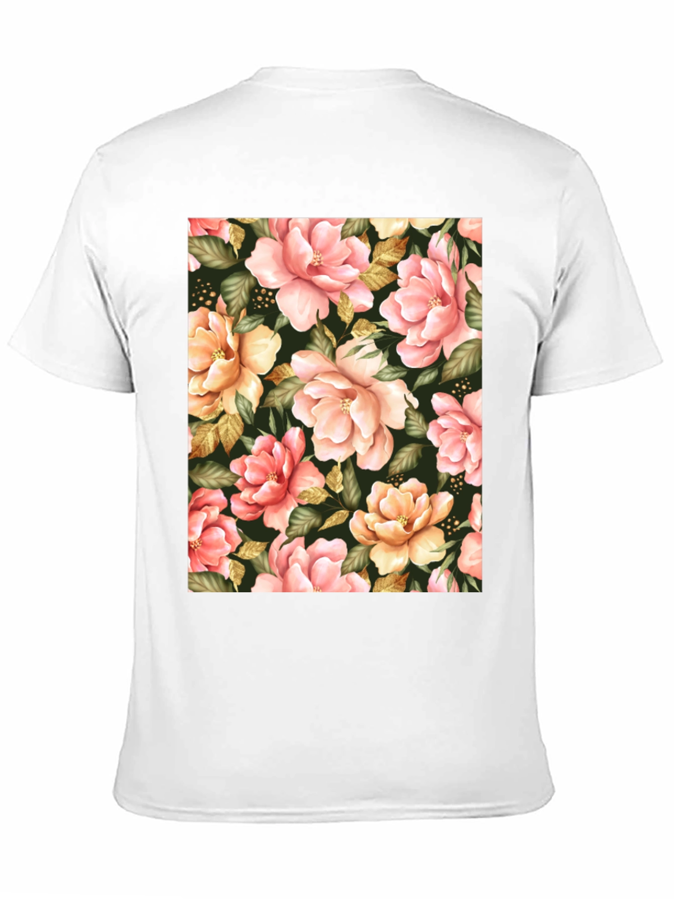Floral Print Black T-Shirt - Unique Botanical Design