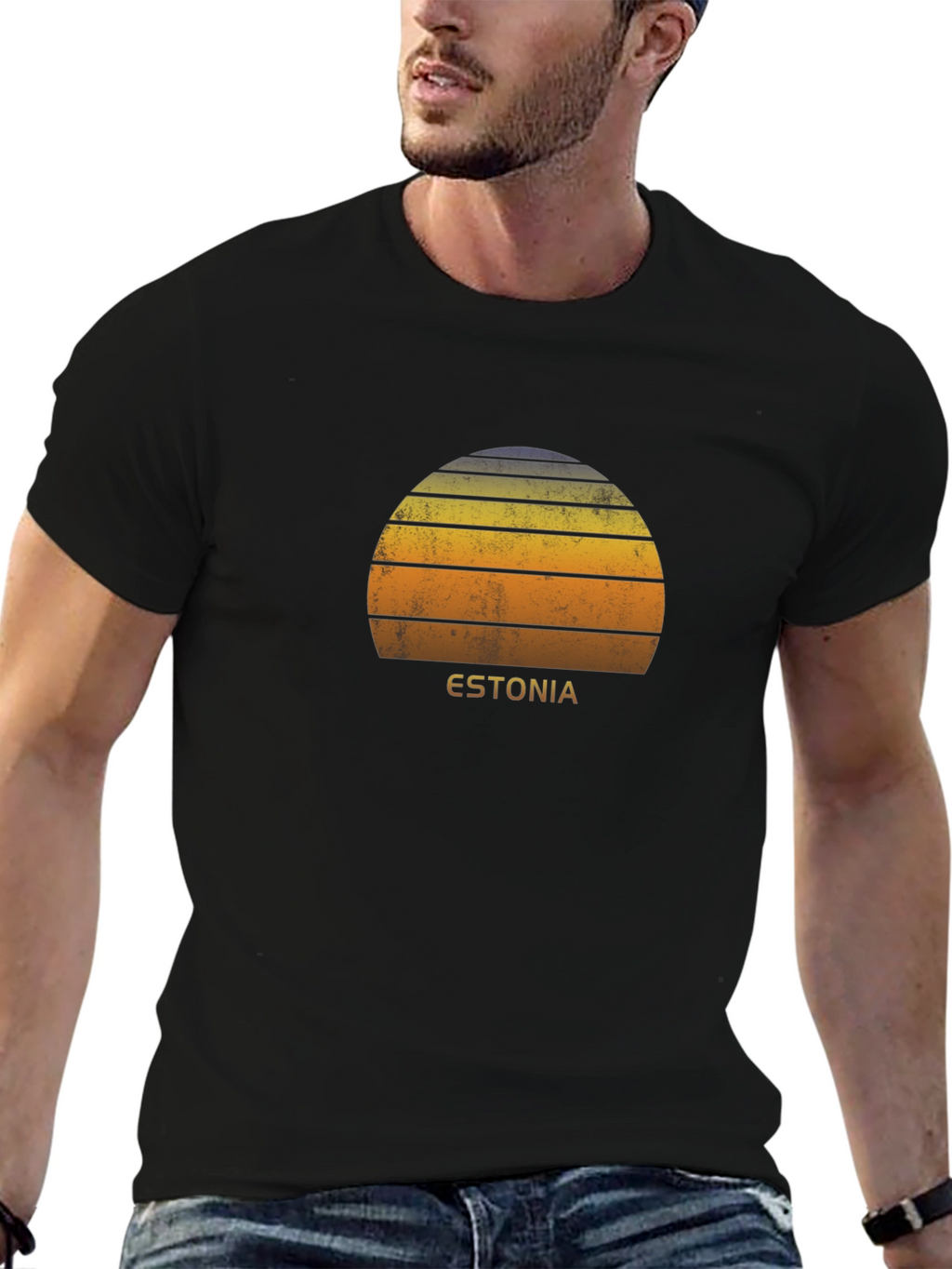 Retro Estonia Sunset Graphic T-Shirt