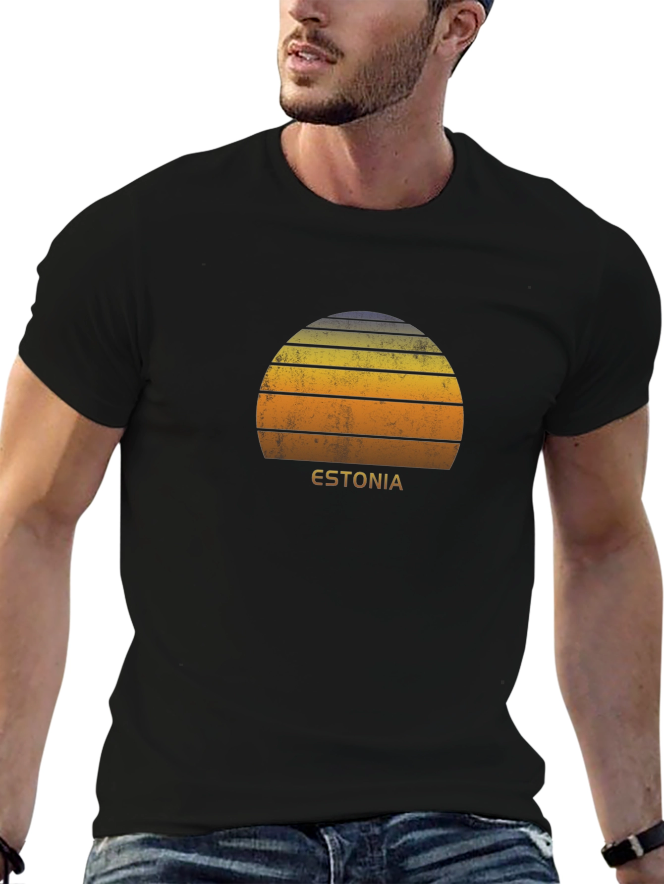Retro Estonia Sunset Graphic T-Shirt