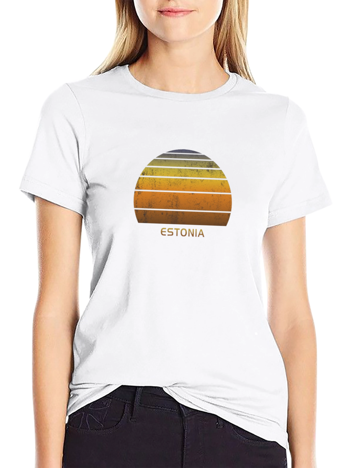 Retro Estonia Sunset Graphic T-Shirt