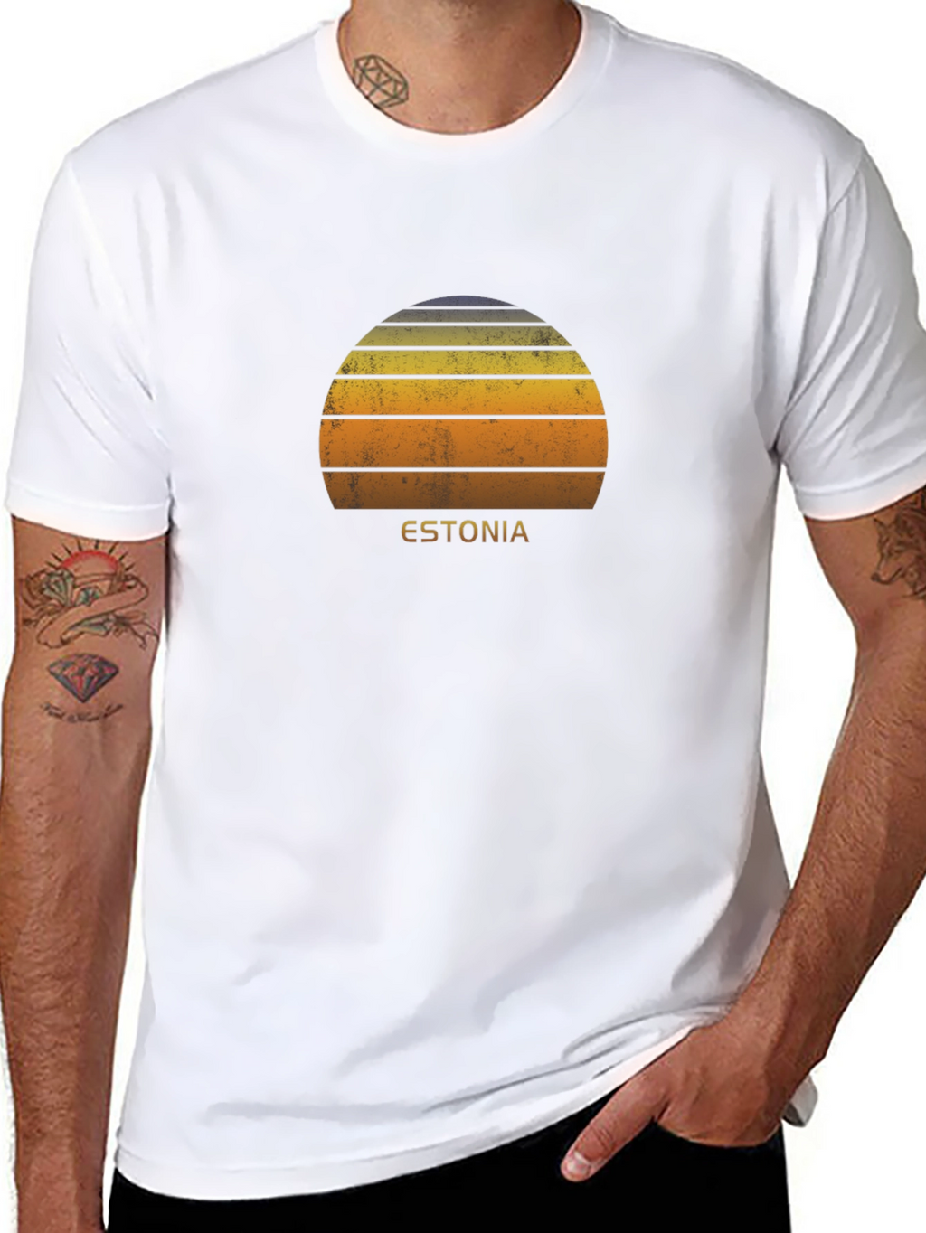 Retro Estonia Sunset Graphic T-Shirt