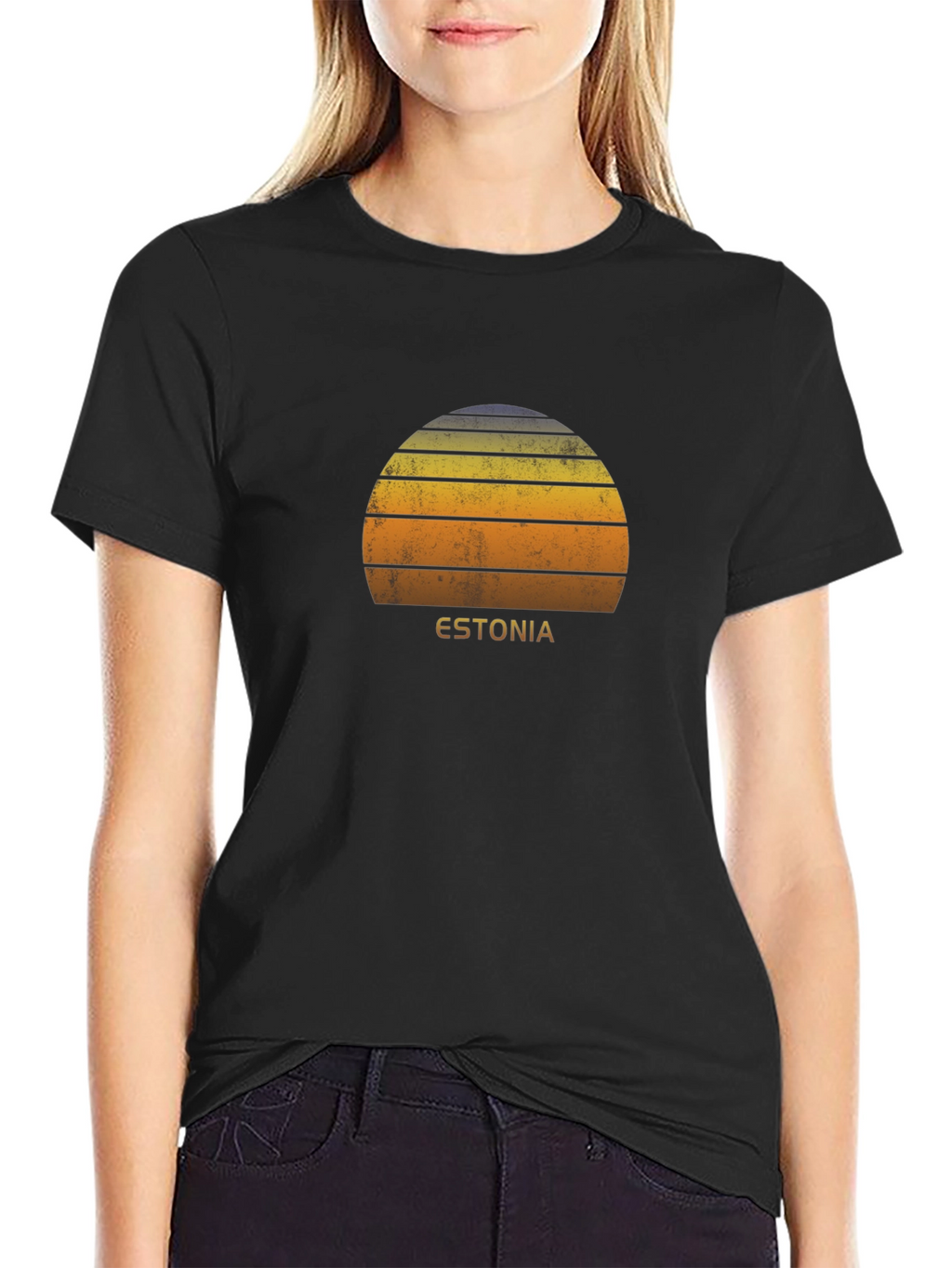 Retro Estonia Sunset Graphic T-Shirt