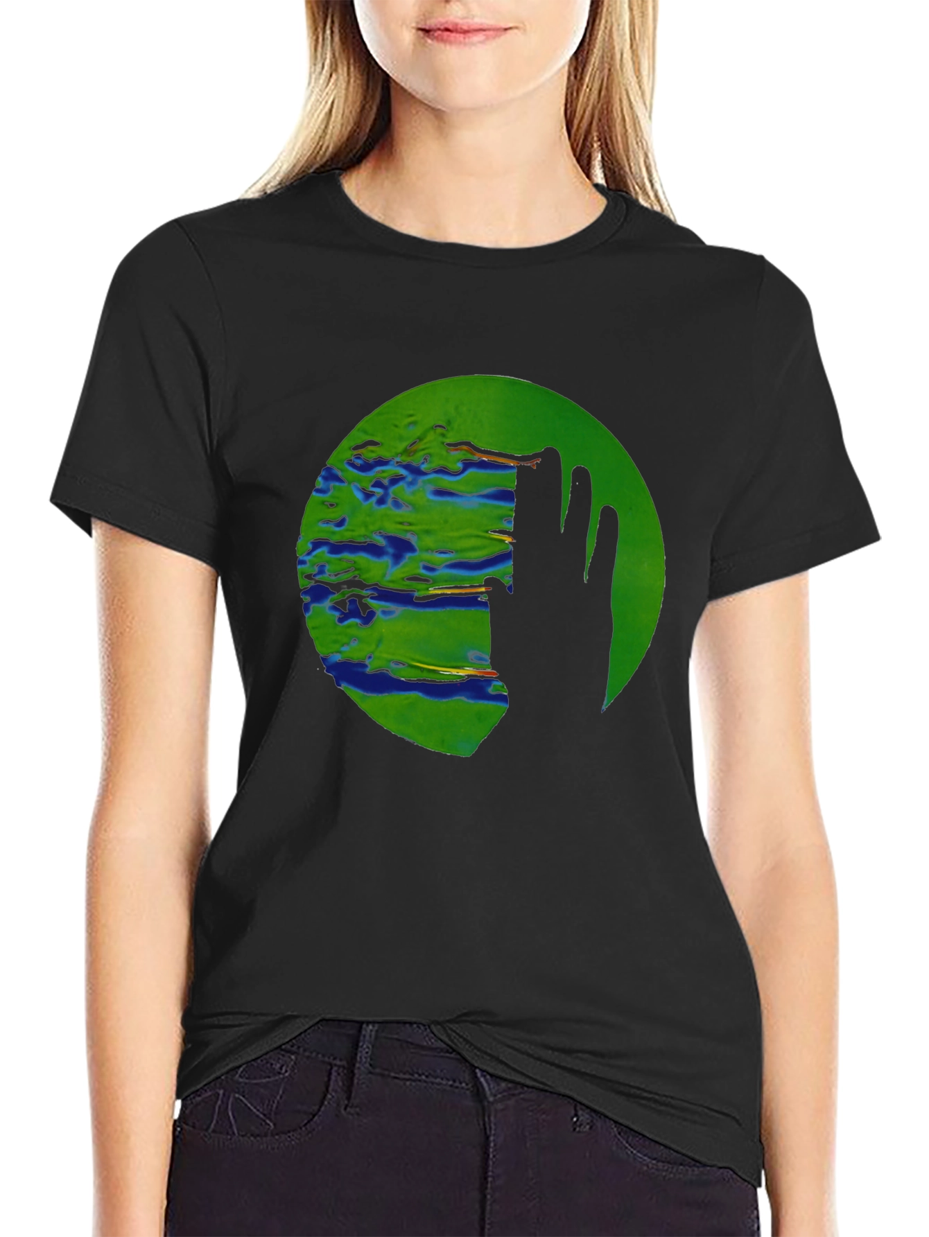 Abstract Earth Graphic Black T-Shirt