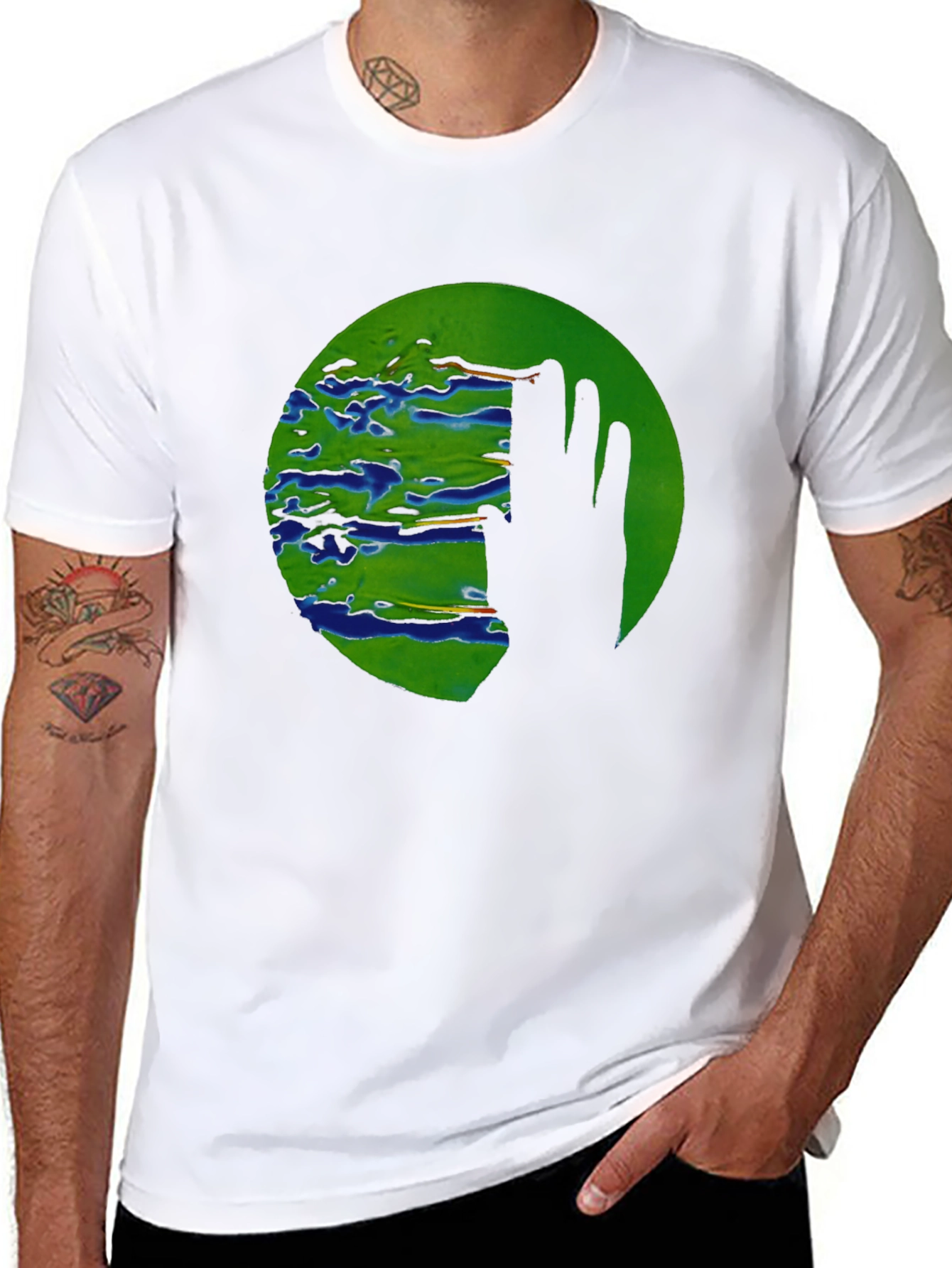 Abstract Earth Graphic Black T-Shirt