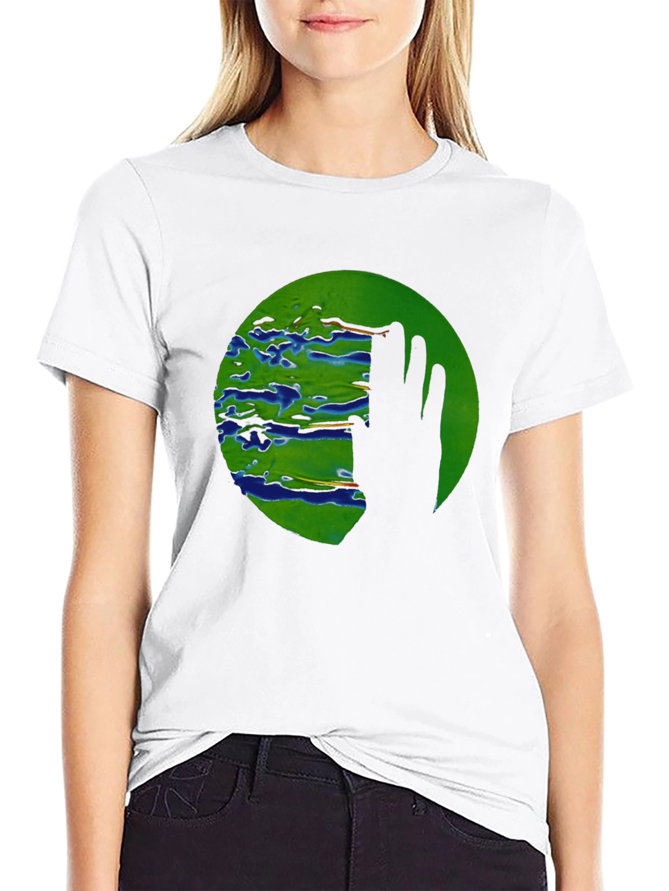 Abstract Earth Graphic Black T-Shirt