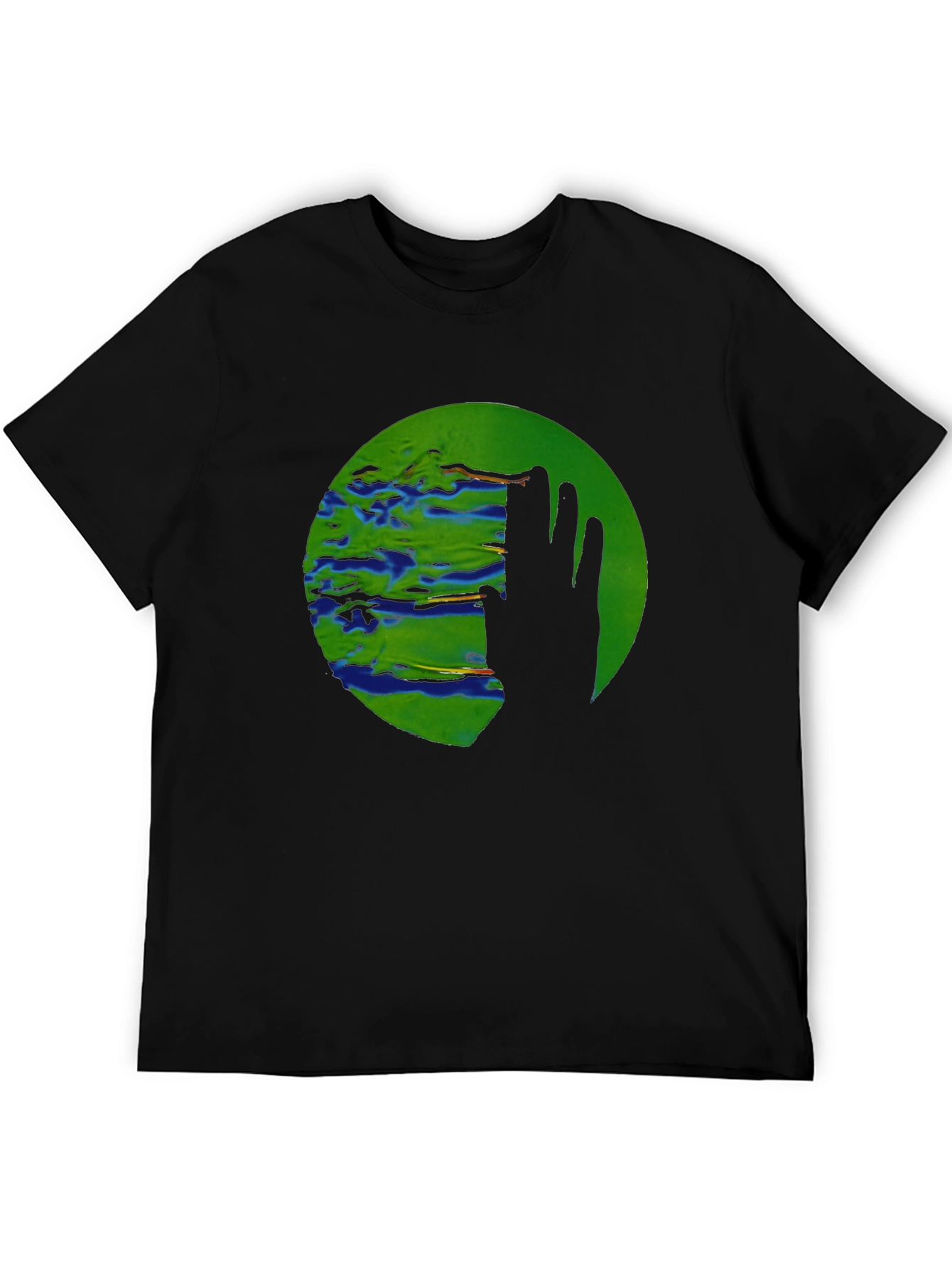 Abstract Earth Graphic Black T-Shirt