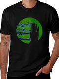 Abstract Earth Graphic Black T-Shirt