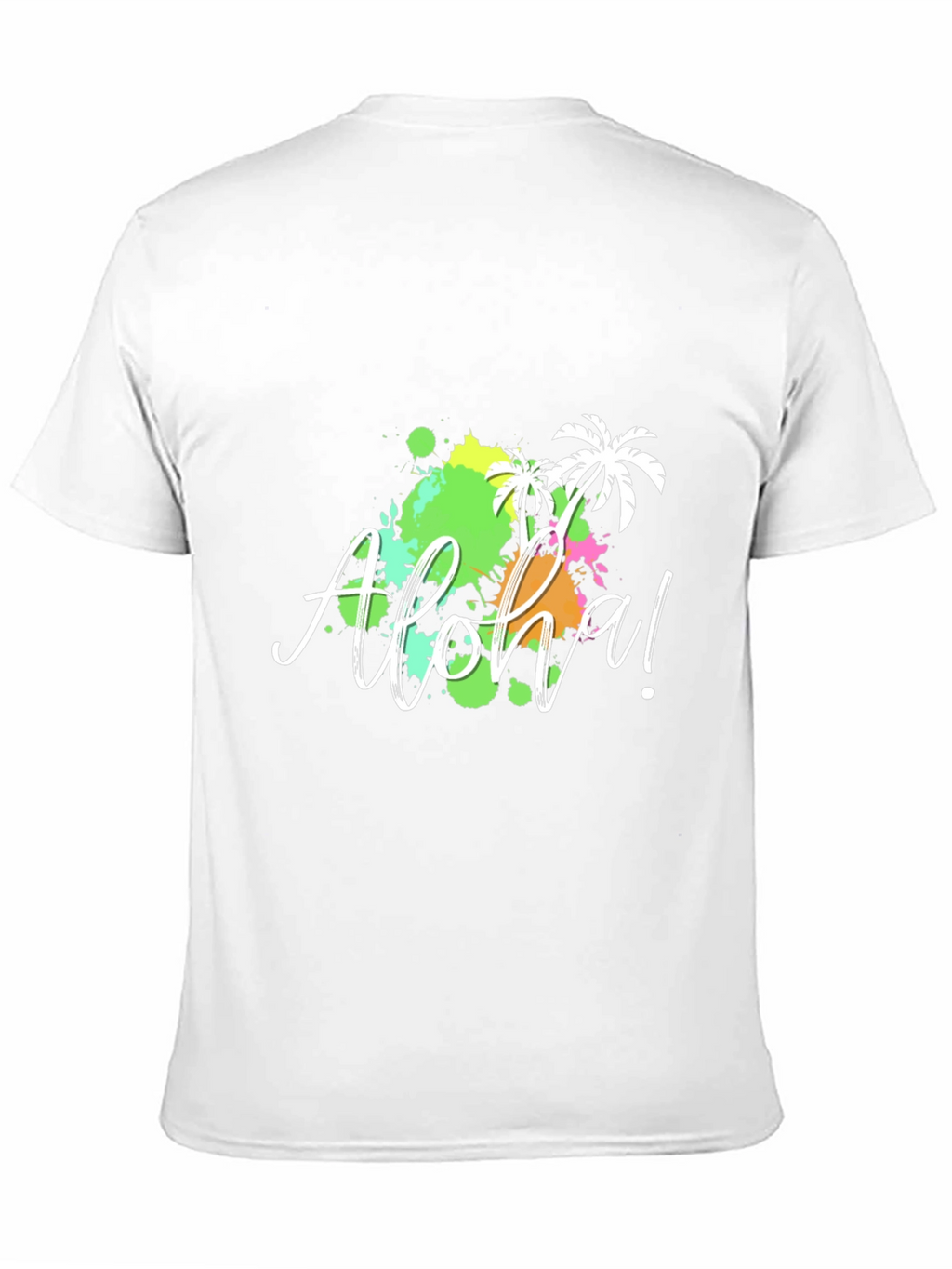 Aloha! Black T-Shirt with Tropical Splatter