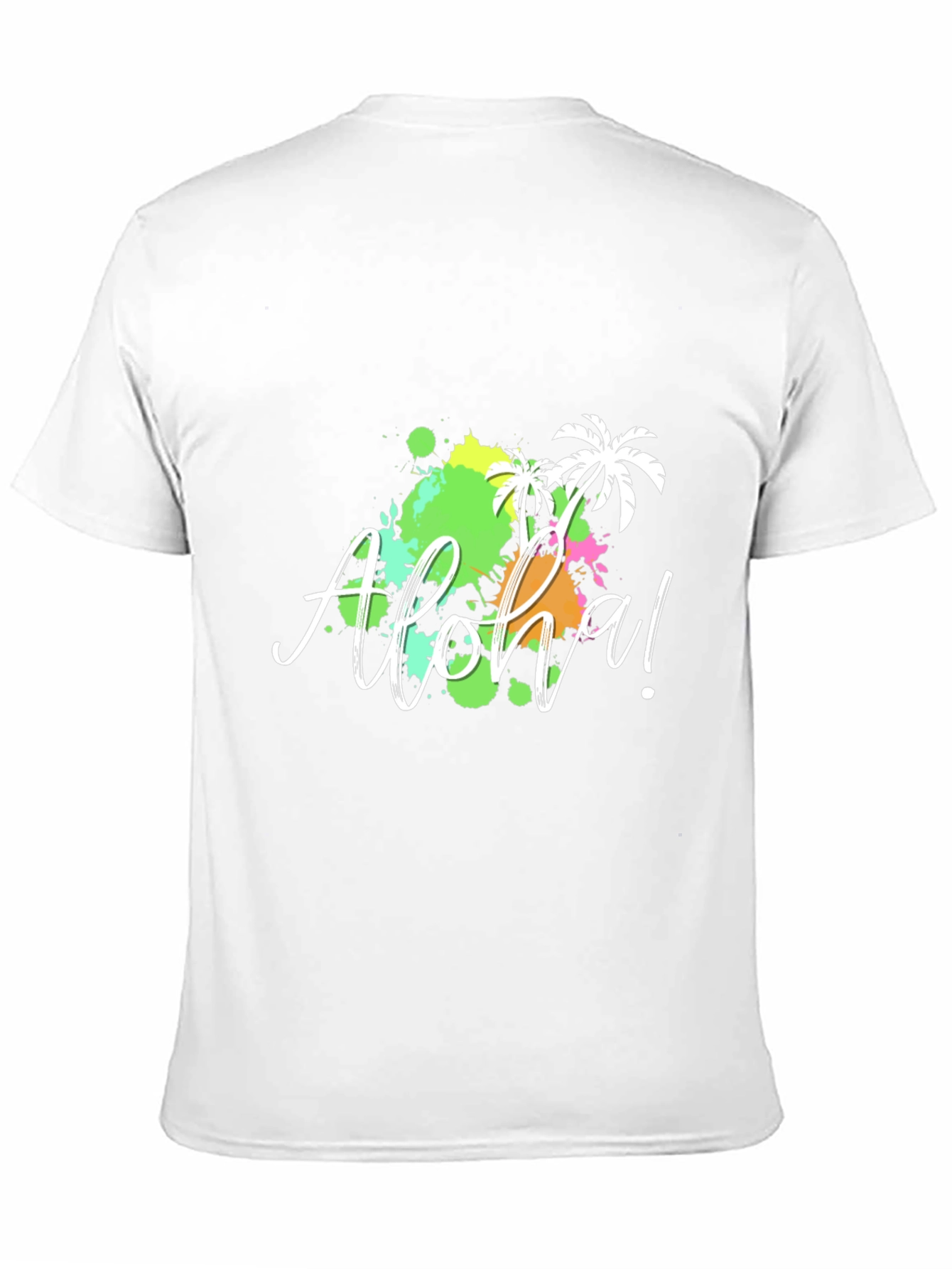Aloha! Black T-Shirt with Tropical Splatter