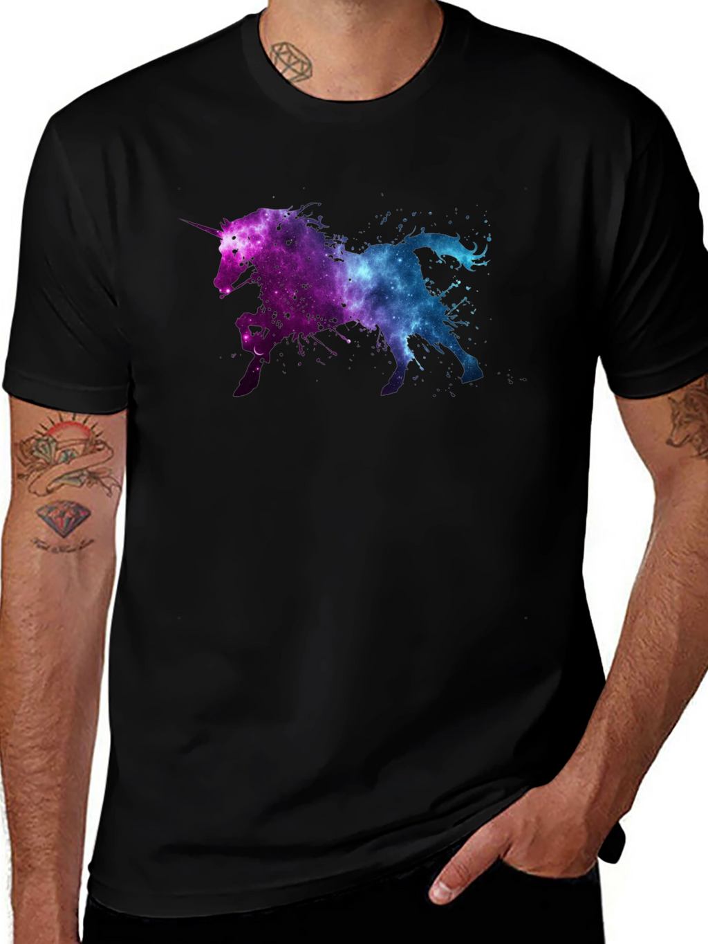 Galaxy Unicorn Black T-Shirt