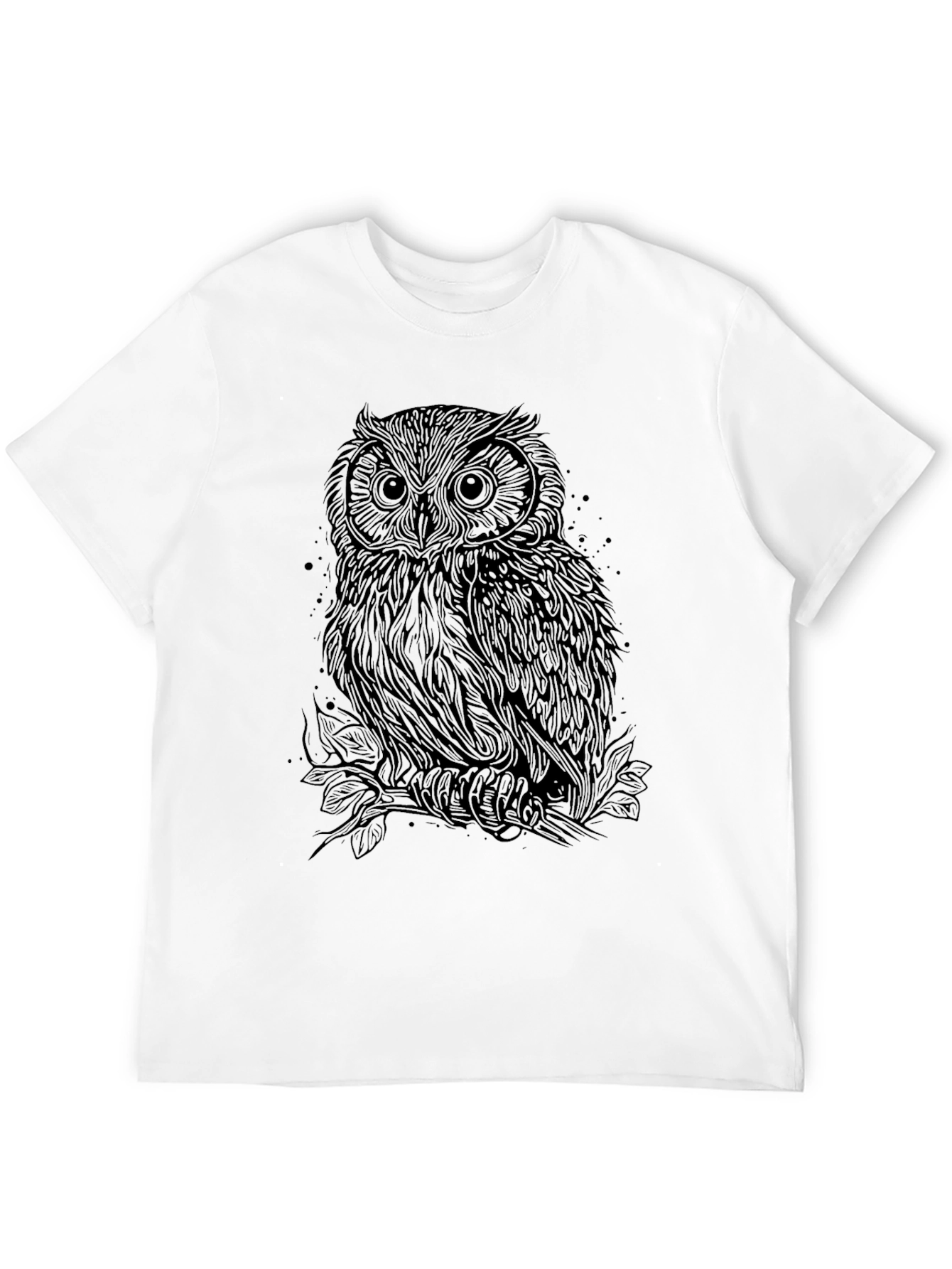 Owl Graphic Print Black T-Shirt