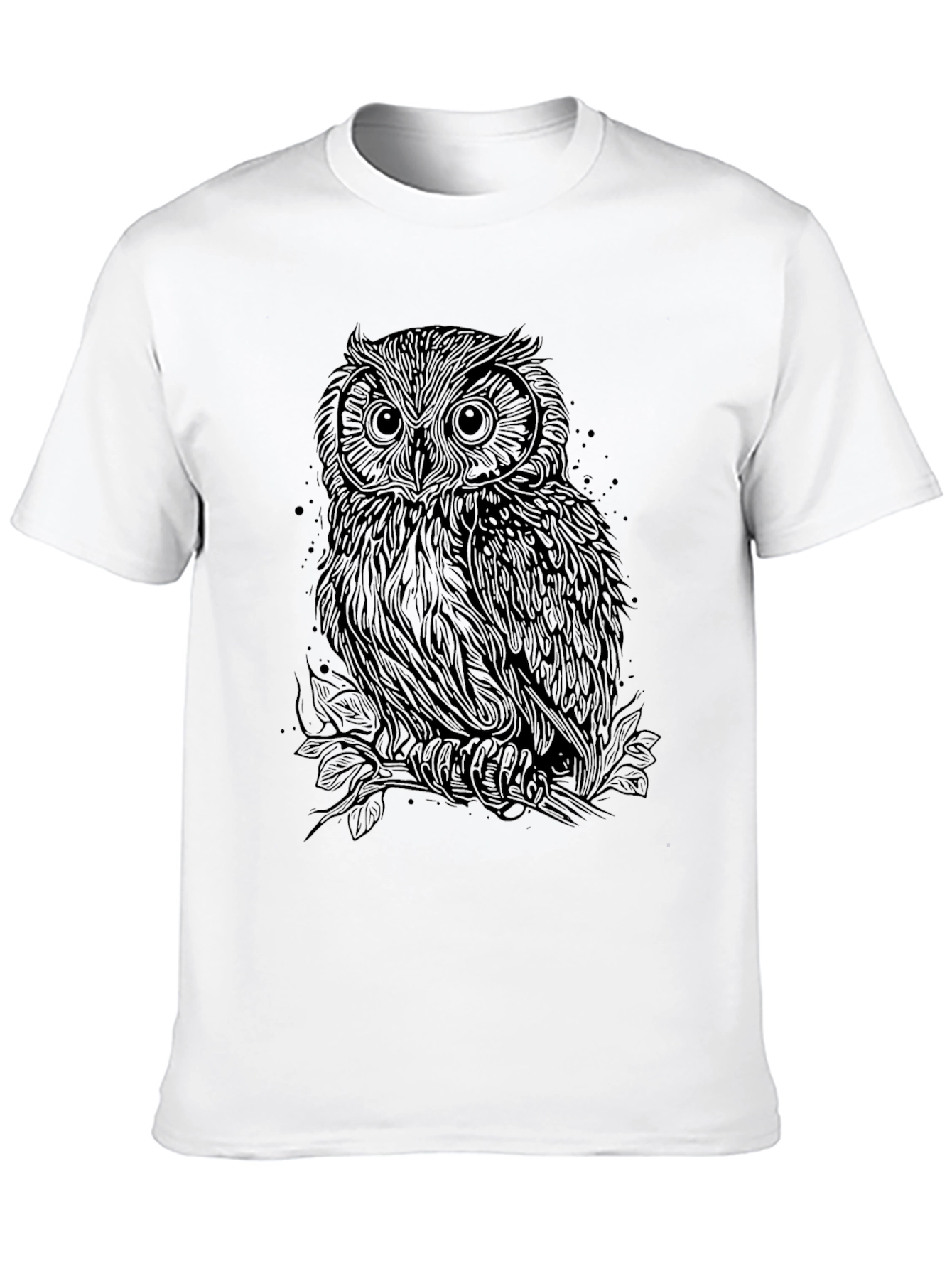 Owl Graphic Print Black T-Shirt
