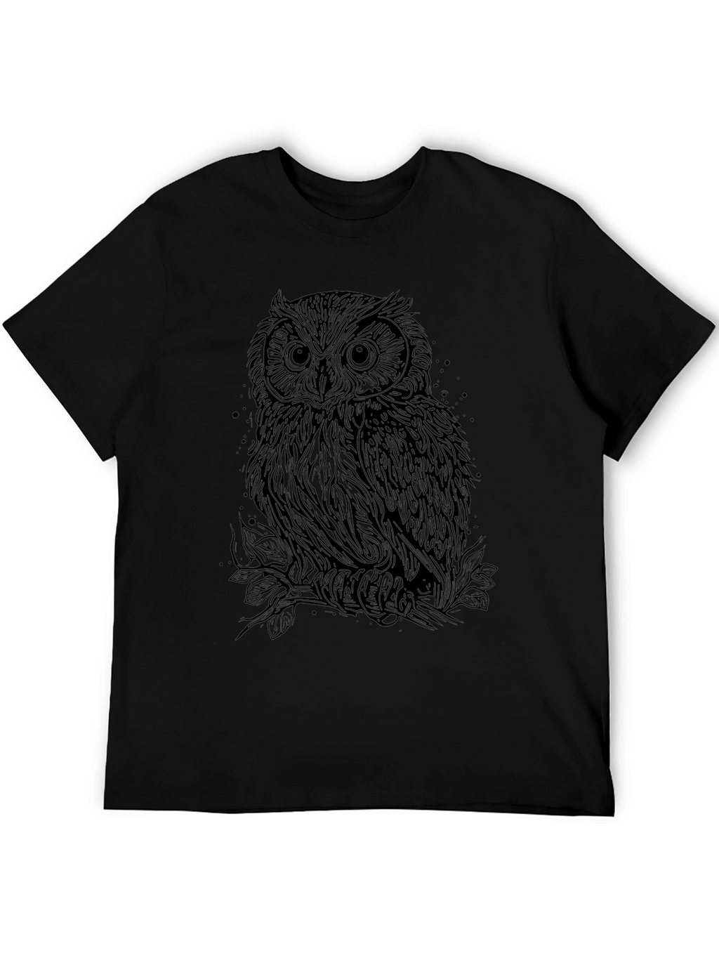 Owl Graphic Print Black T-Shirt