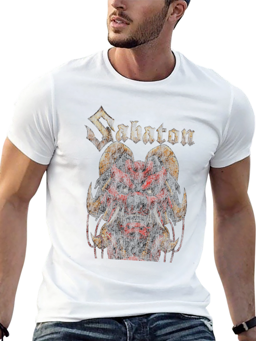 Sabaton Horned Demon Graphic Black T-Shirt