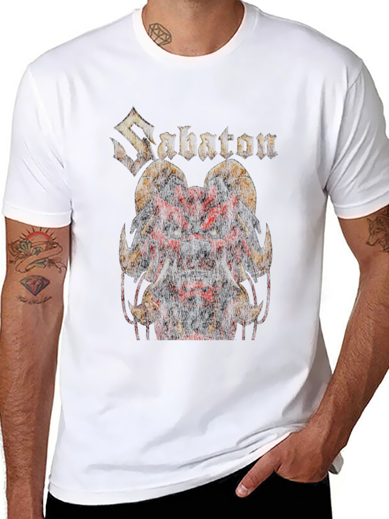 Sabaton Horned Demon Graphic Black T-Shirt