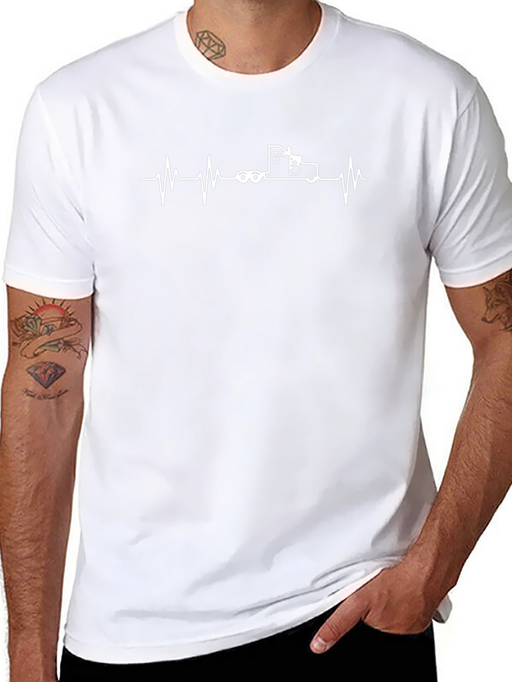 Trucker Heartbeat T-Shirt - Black Cotton Tee