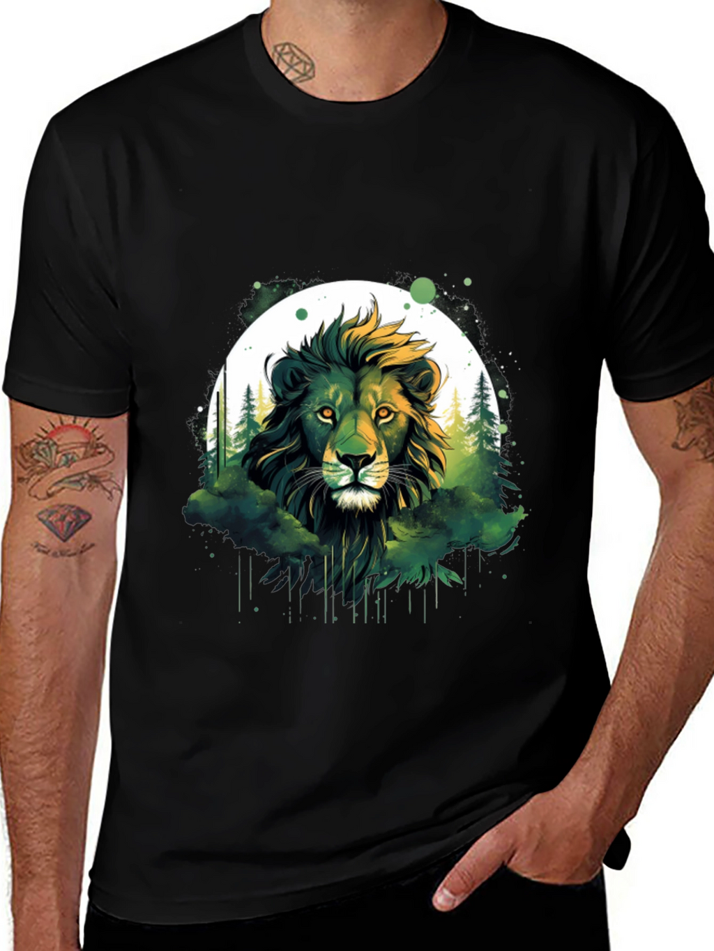 Lion Forest Graphic Tee - Nature Inspired Design