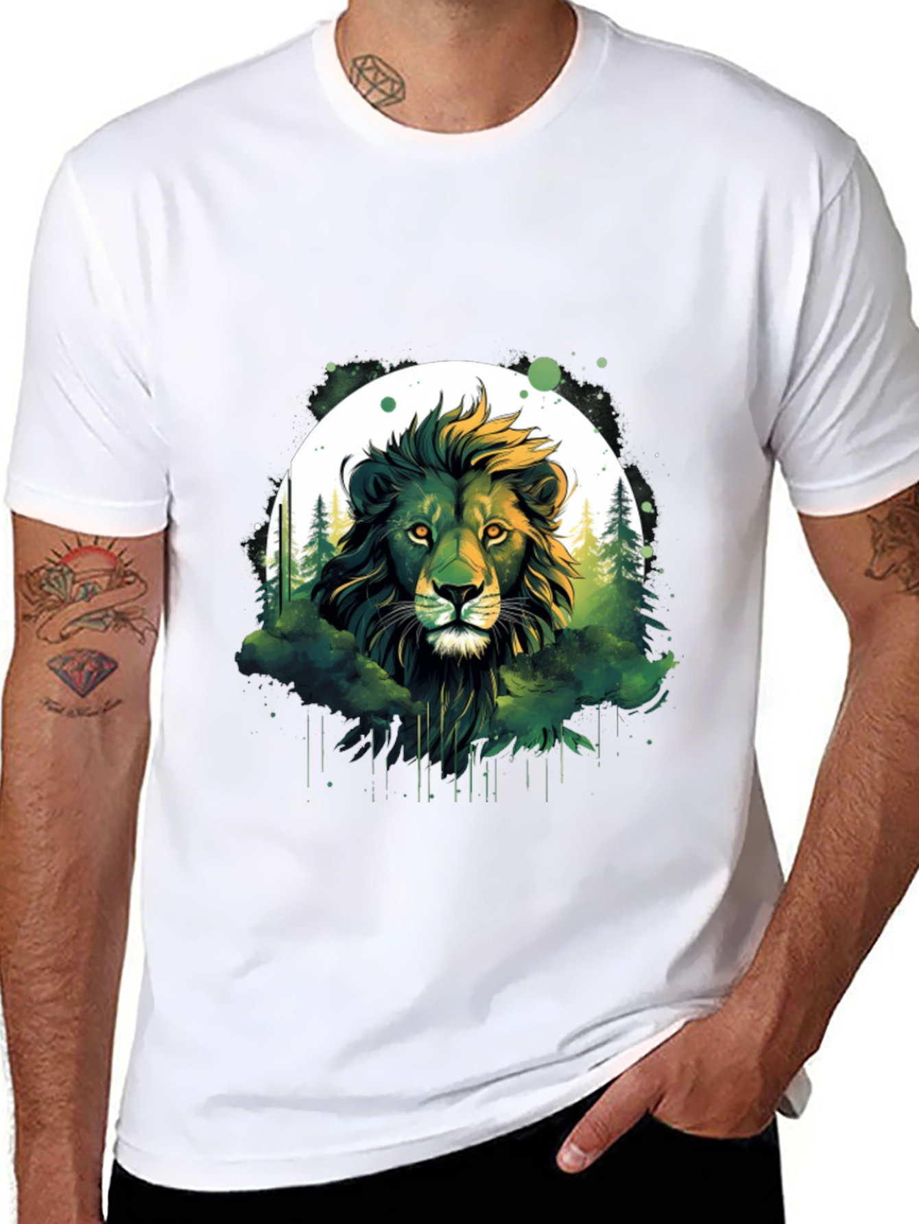 Lion Forest Graphic Tee - Nature Inspired Design