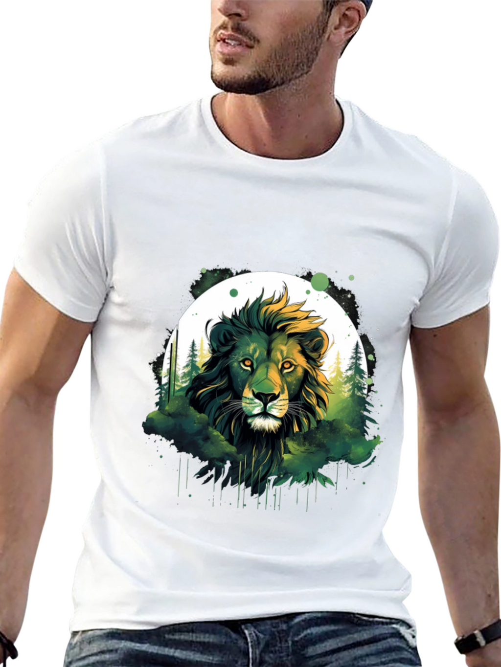 Lion Forest Graphic Tee - Nature Inspired Design