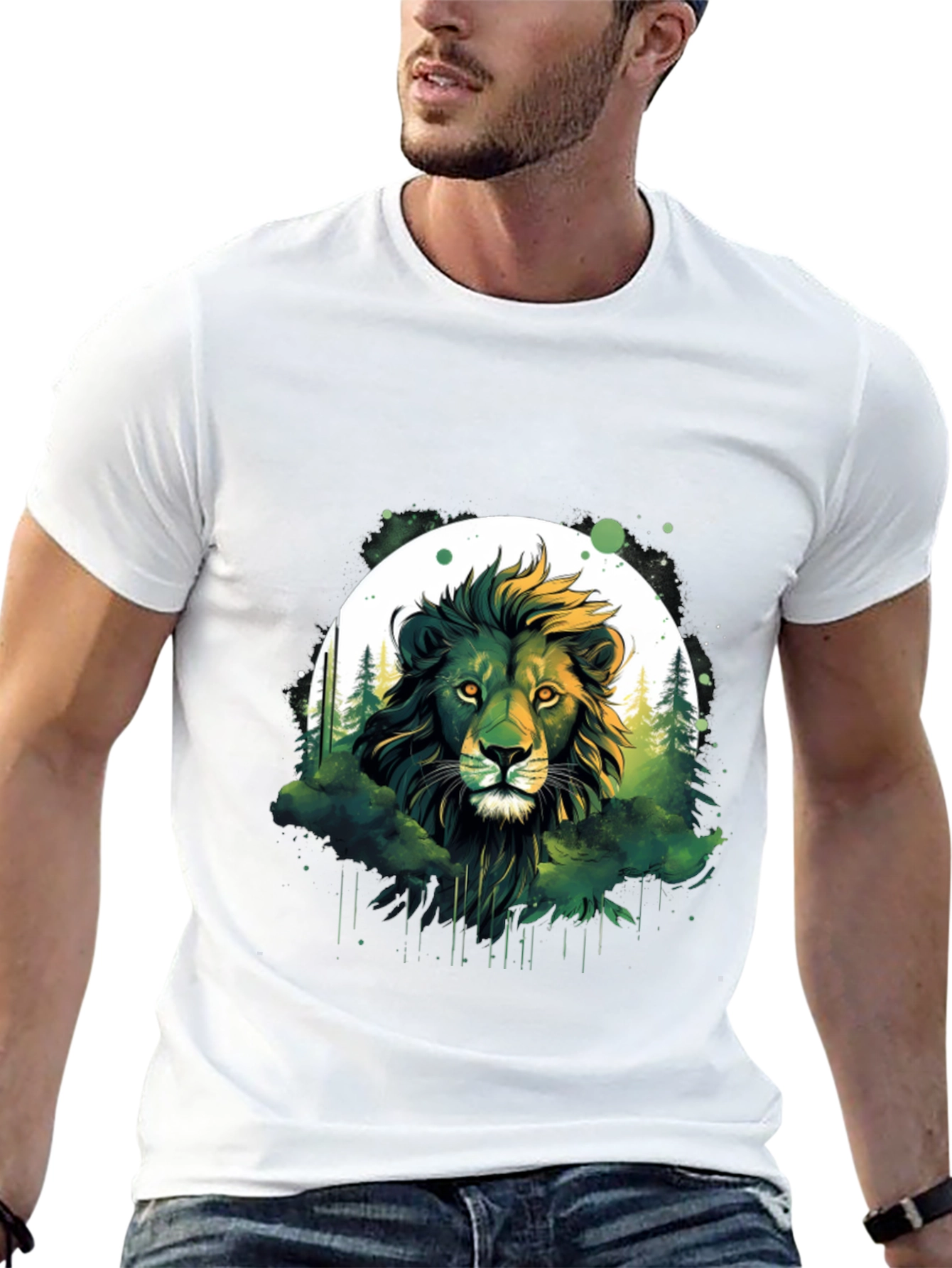 Lion Forest Graphic Tee - Nature Inspired Design