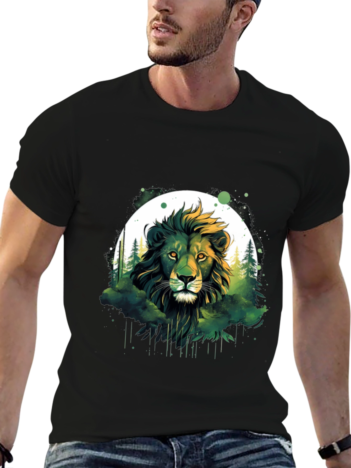 Lion Forest Graphic Tee - Nature Inspired Design