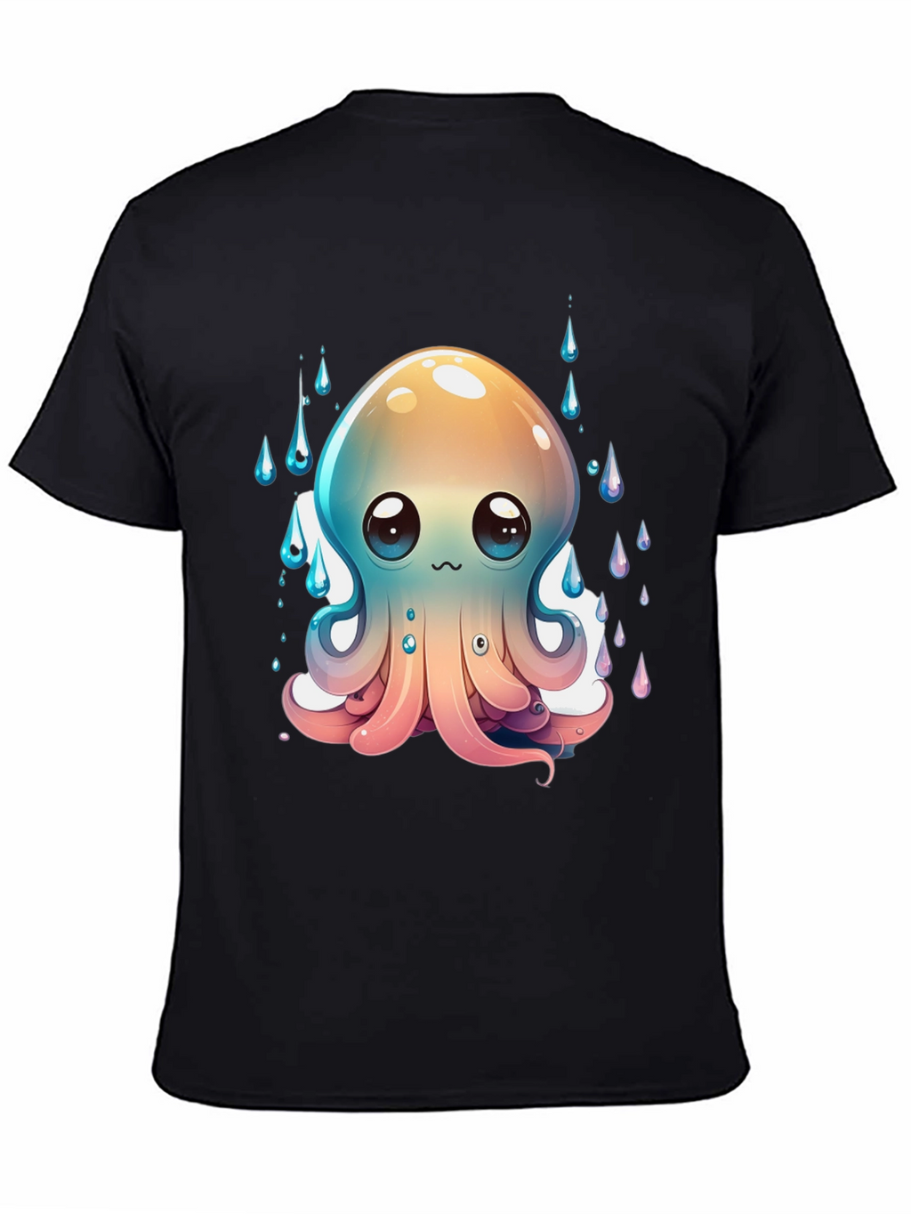 Cute Octopus Graphic Tee - Black
