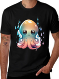 Cute Octopus Graphic Tee - Black