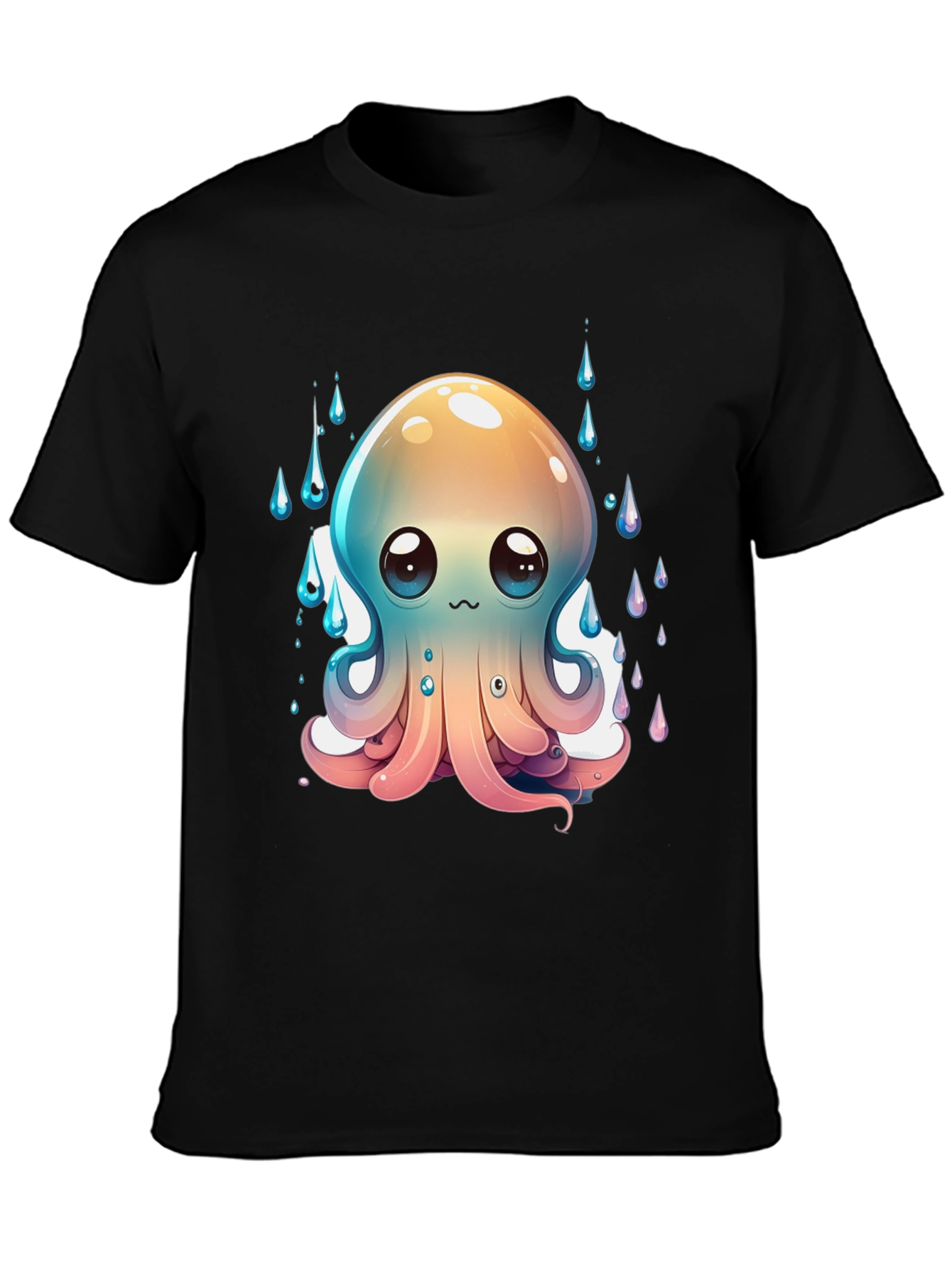 Cute Octopus Graphic Tee - Black