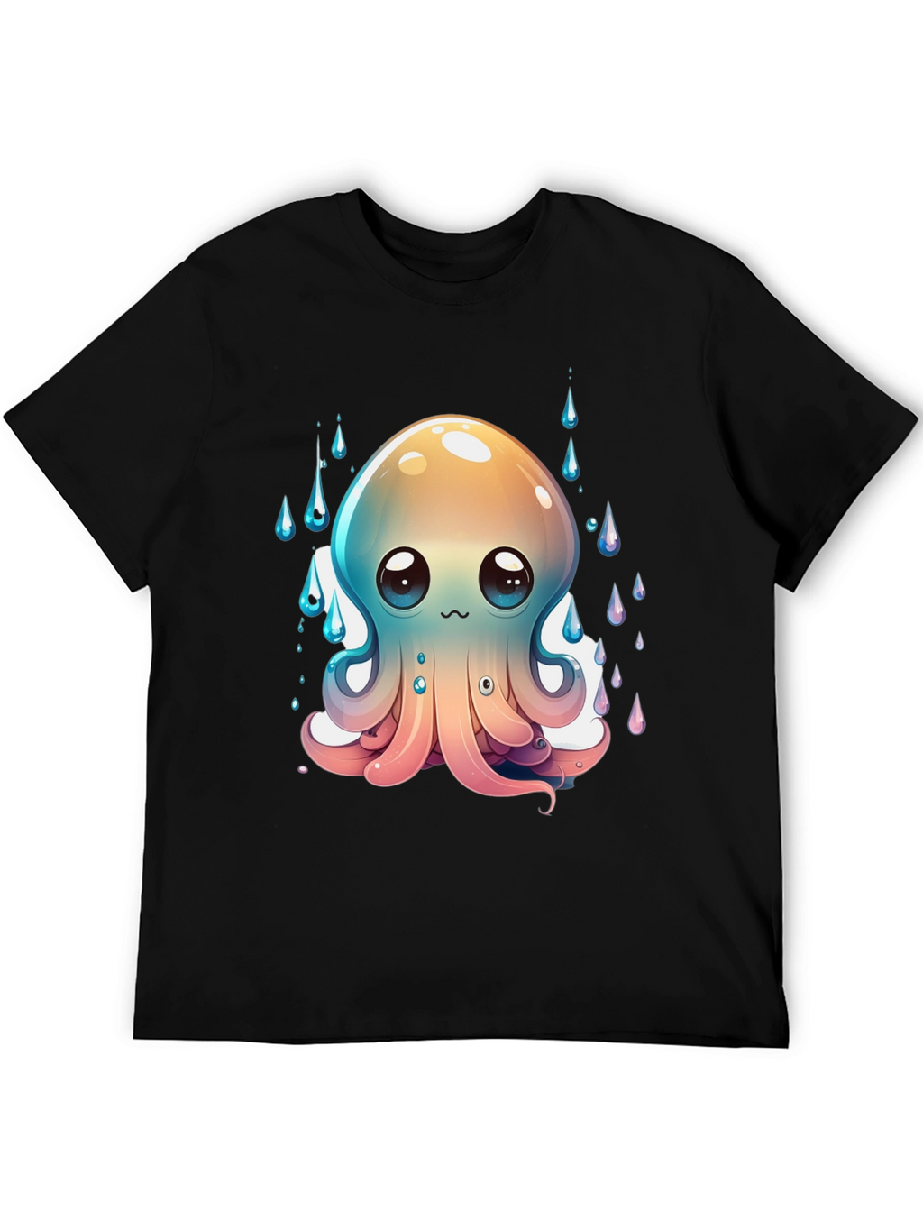 Cute Octopus Graphic Tee - Black