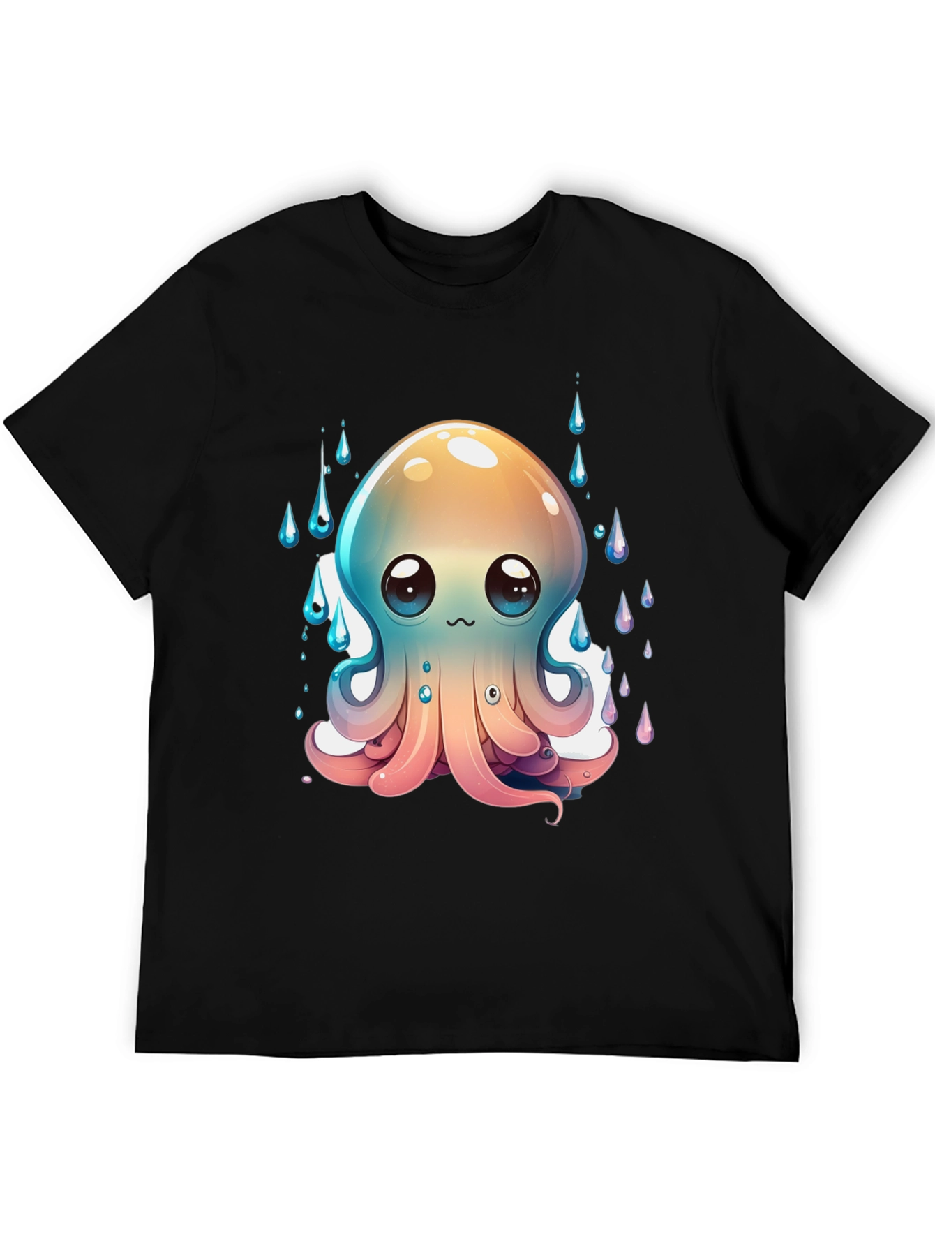 Cute Octopus Graphic Tee - Black