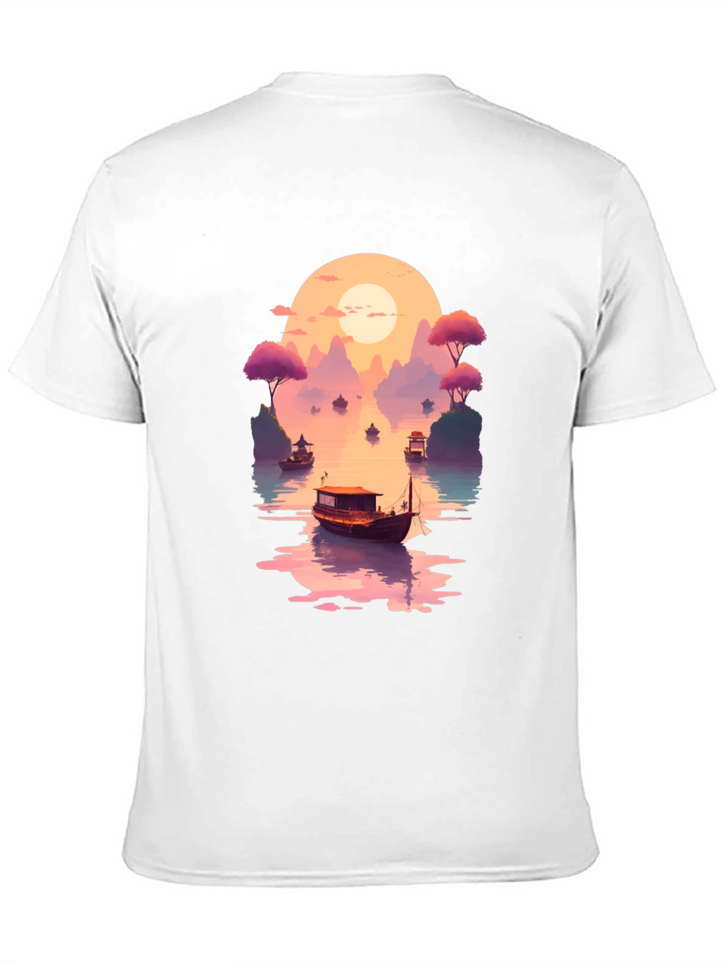 Sunset Lake Boat Graphic Tee