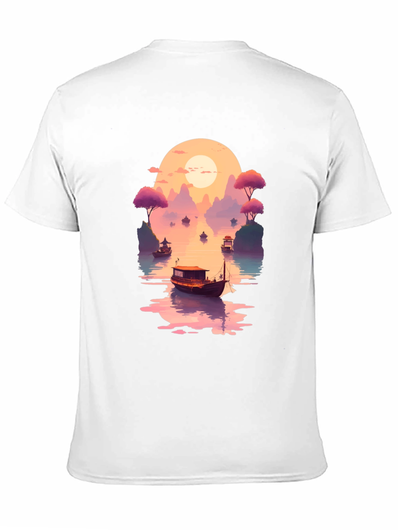 Sunset Lake Boat Graphic Tee