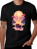 Sunset Lake Boat Graphic Tee
