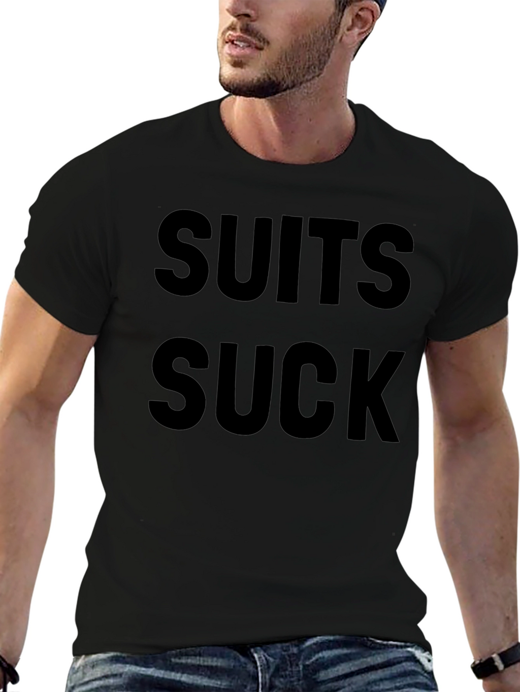 Suits Suck Black Graphic Tee - Casual Style