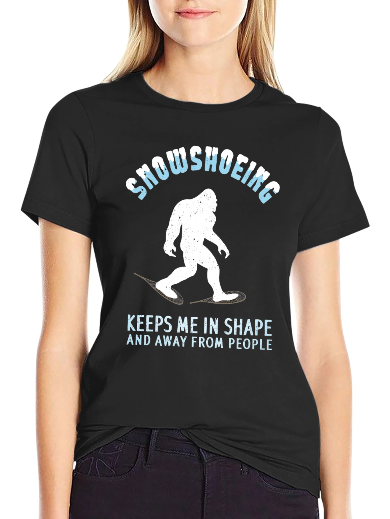 Snowshoeing Bigfoot Graphic Tee - Keeps Me in Shape