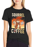Squirrel and Coffee Graphic T-Shirt