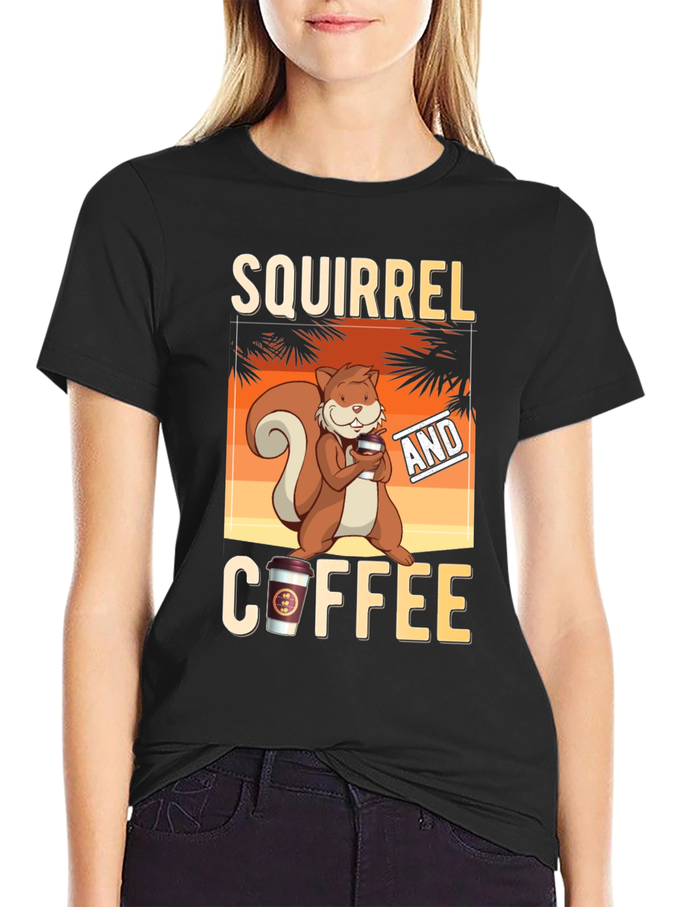 Squirrel and Coffee Graphic T-Shirt