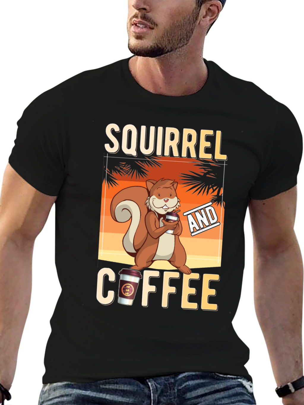 Squirrel and Coffee Graphic T-Shirt