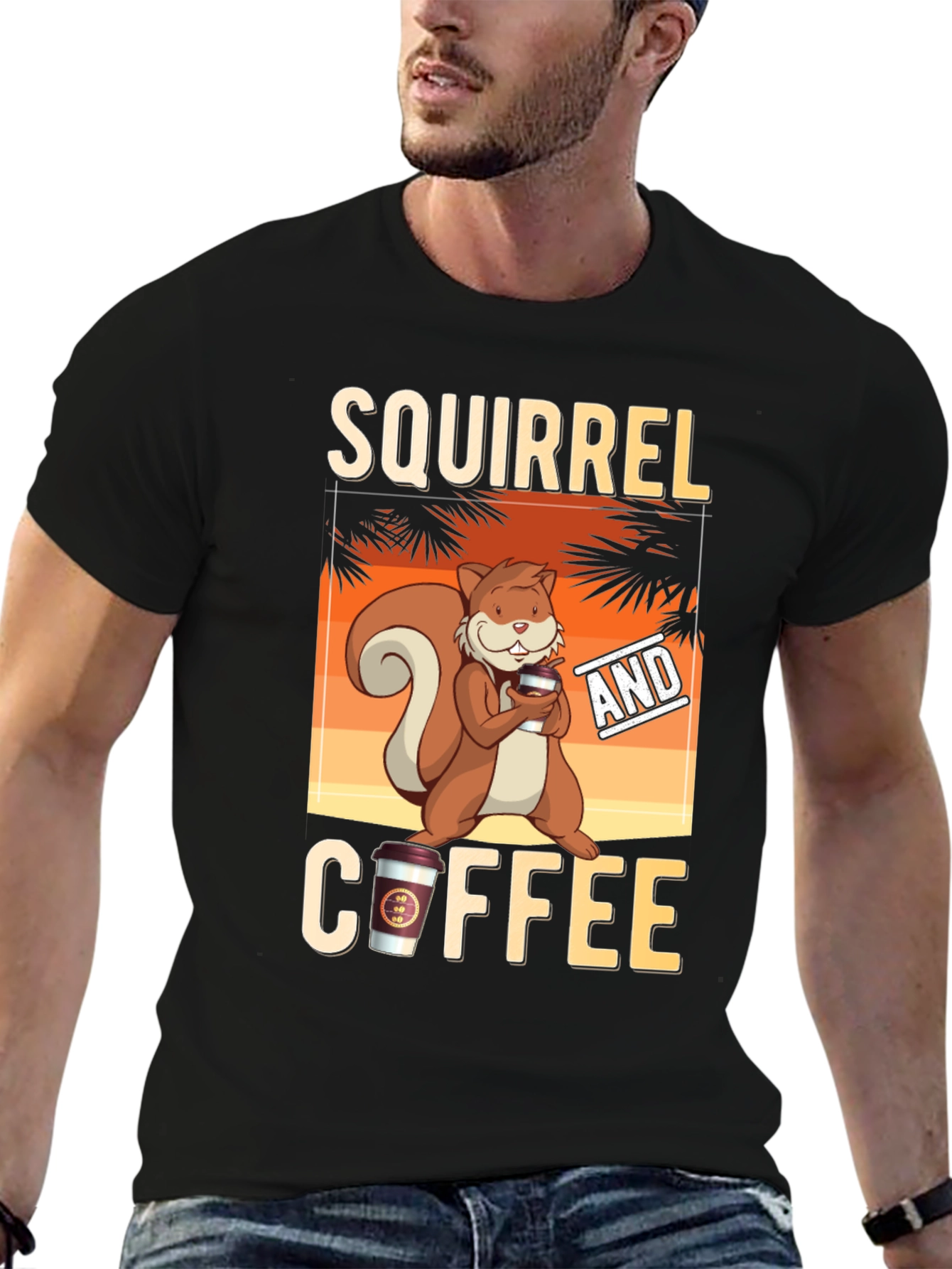 Squirrel and Coffee Graphic T-Shirt