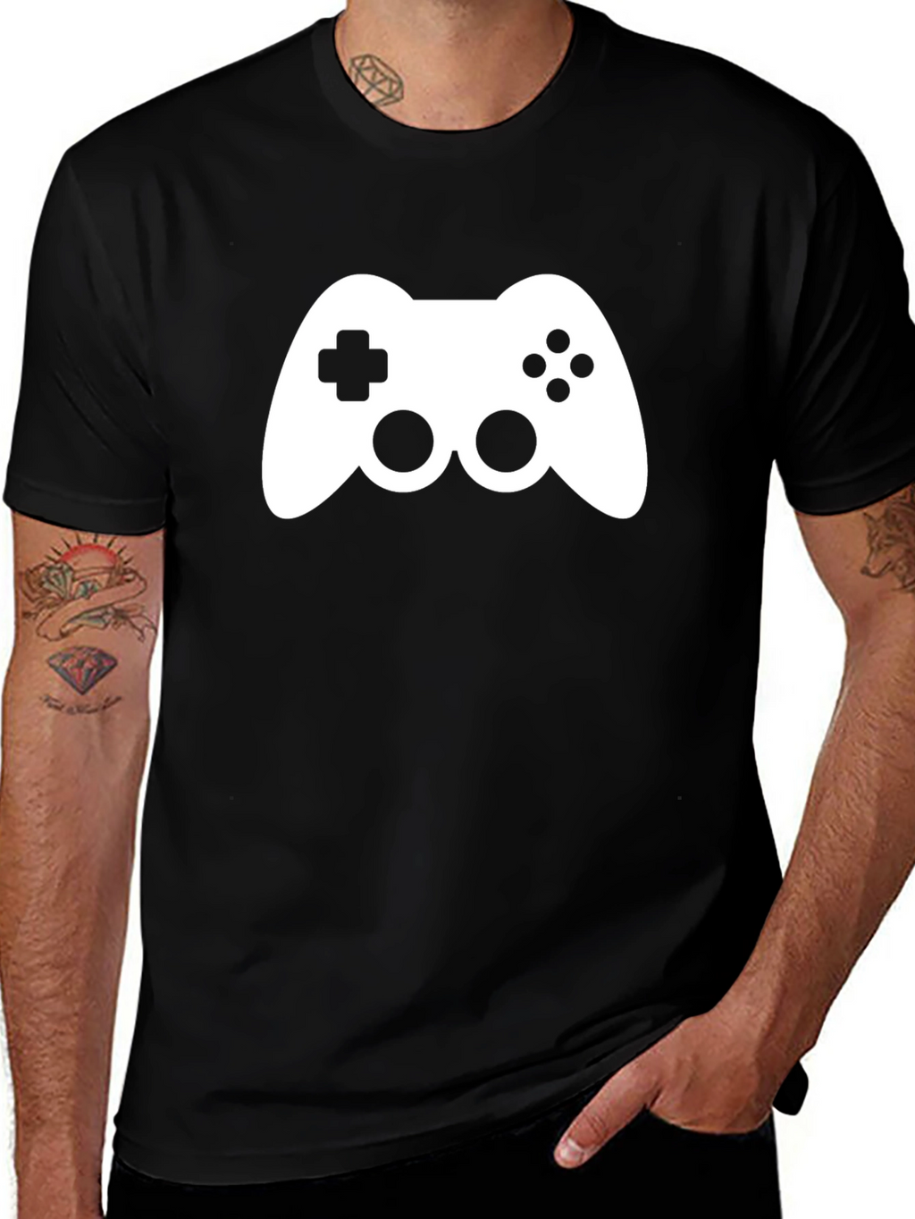 Gamer T-Shirt - Black Cotton Controller Design