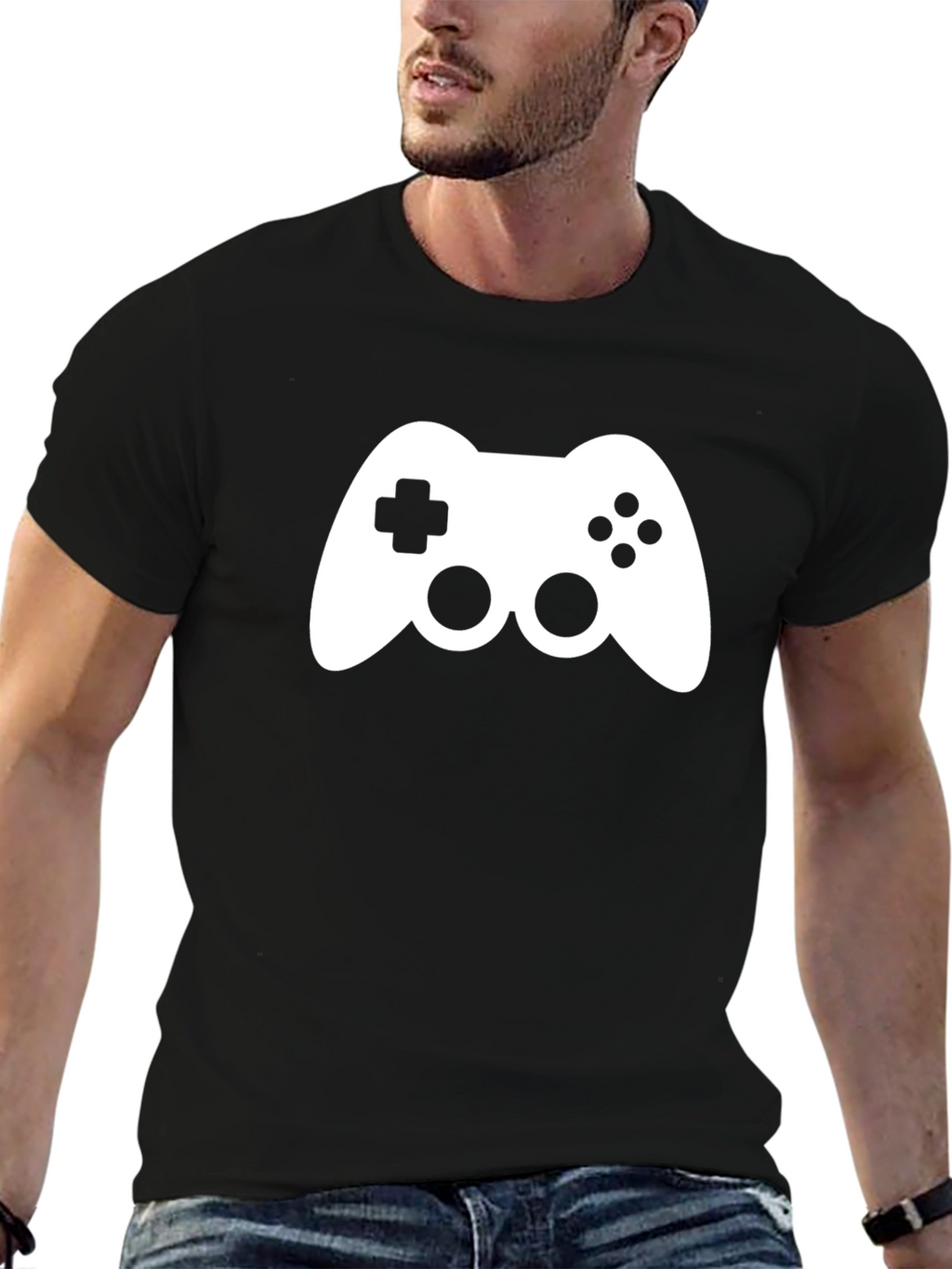 Gamer T-Shirt - Black Cotton Controller Design