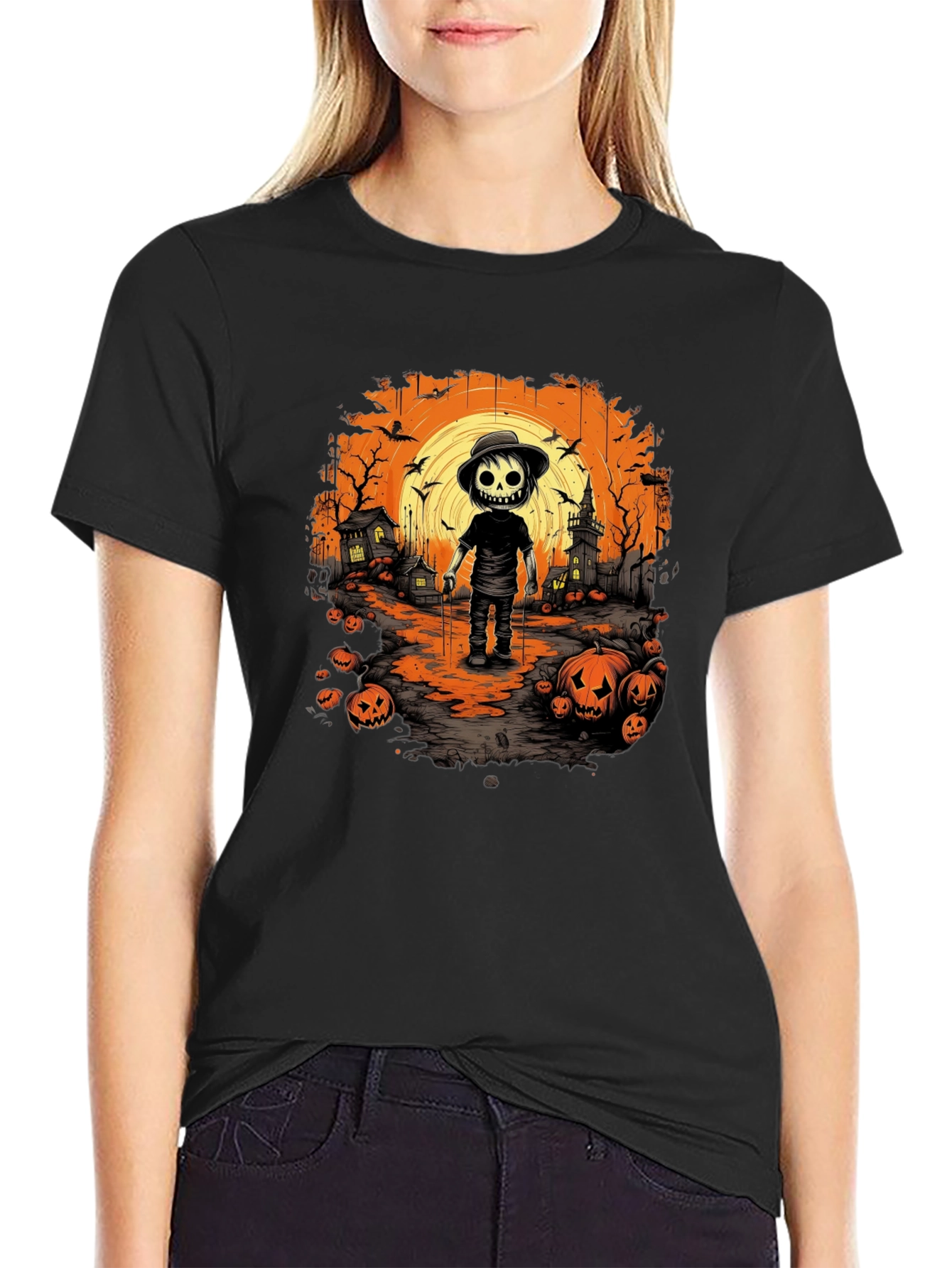 Halloween Skeleton Graphic T-Shirt