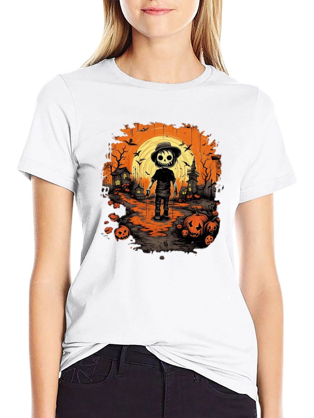 Halloween Skeleton Graphic T-Shirt