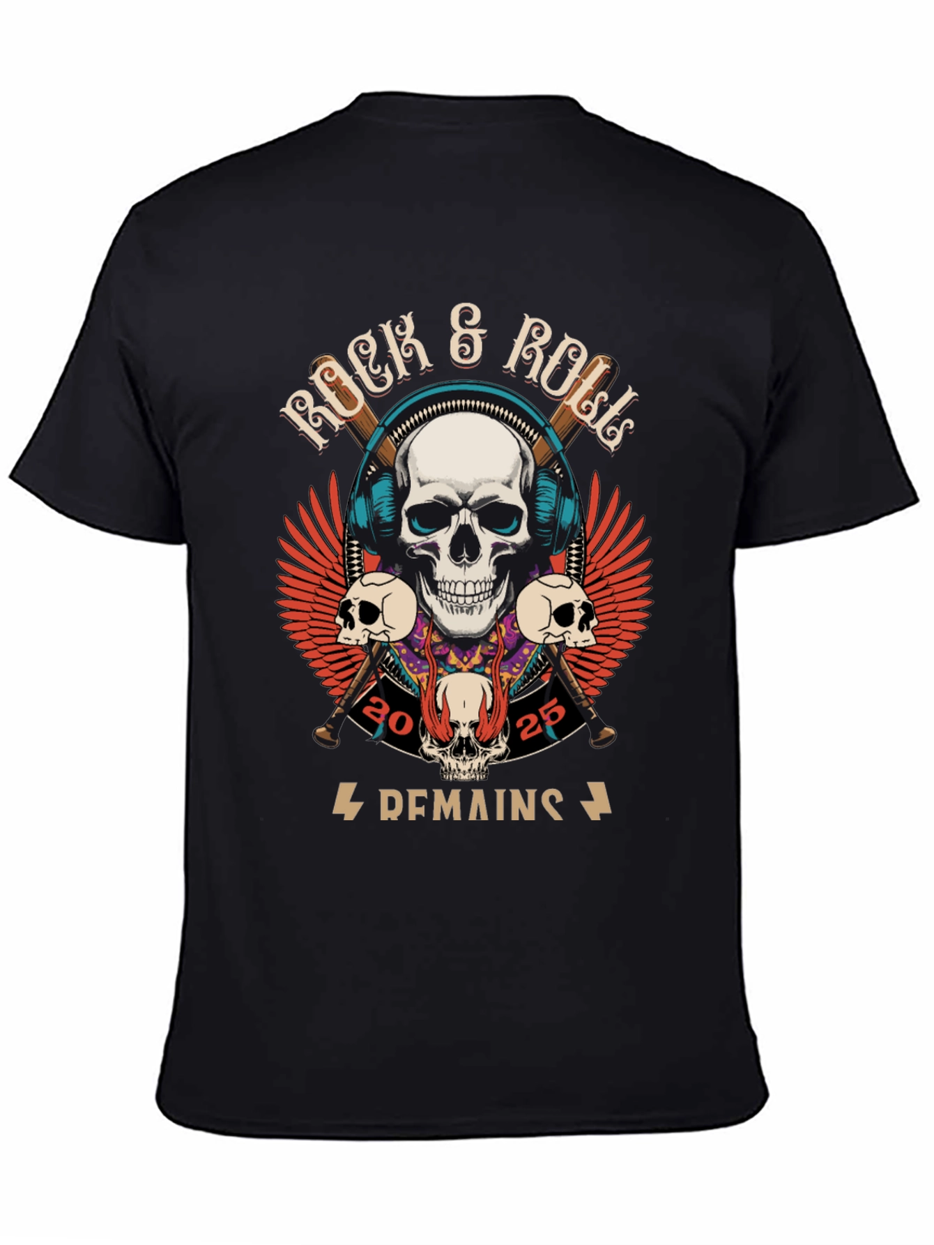 Rock & Roll Graphic T-Shirt - Skull Design