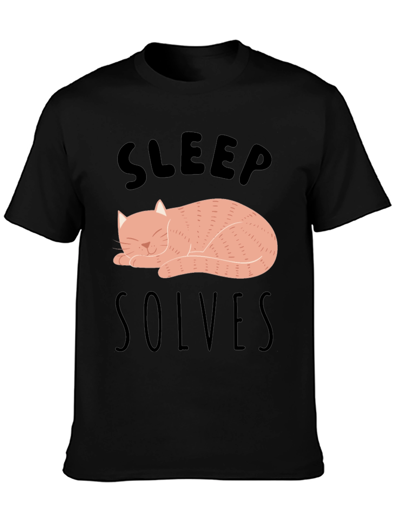 Sleep Solves Everything Cat Graphic T-Shirt
